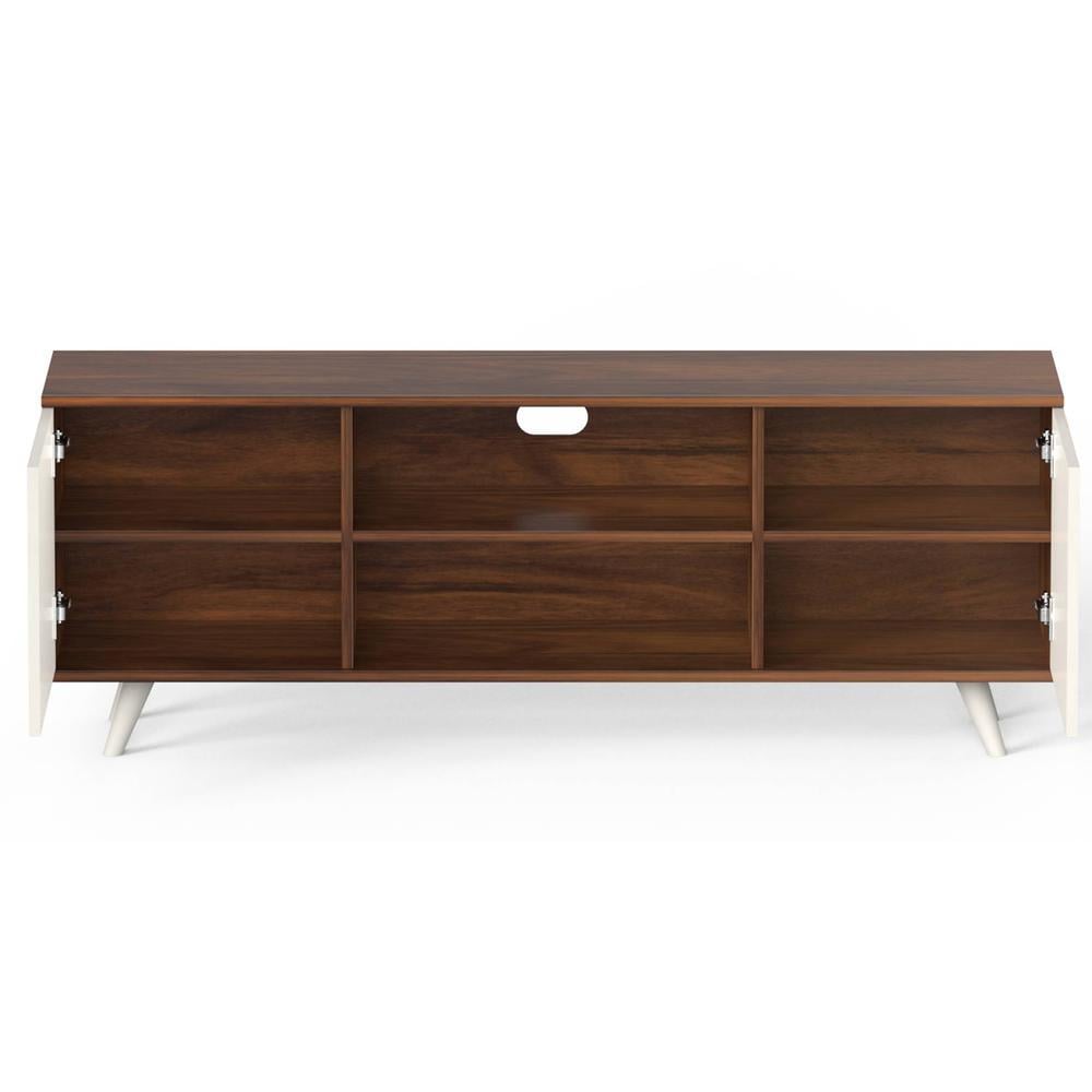 Harmond Engineering Wood Floor StandingTV Entertainment Unit Set Top Box Stand/TV Cabinet with Shelves for Books & Décor Display Unit Bed Living Room Upto 55 Inches (Brown Maple & White)