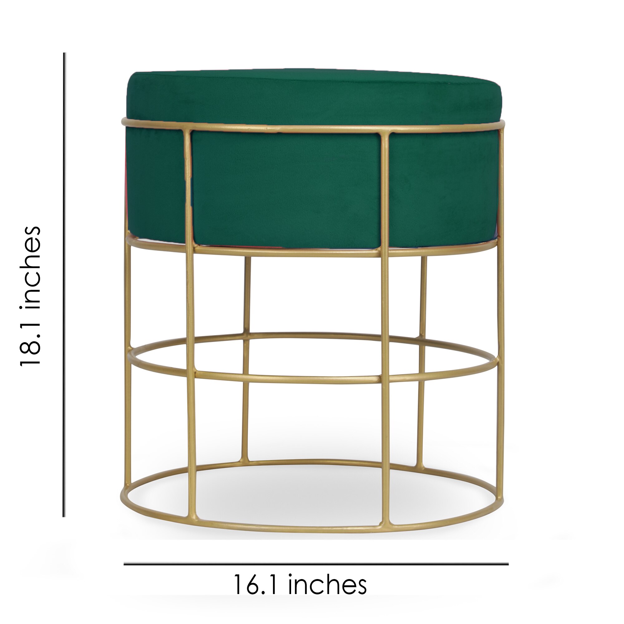 Zachary Solid Wood  Ottomon in  Green Colour