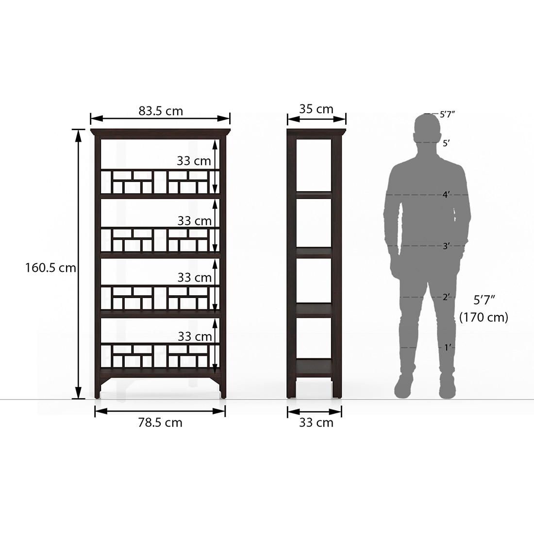 Enid Solid Wood Bookshelf in Mango Mahogany Finish
