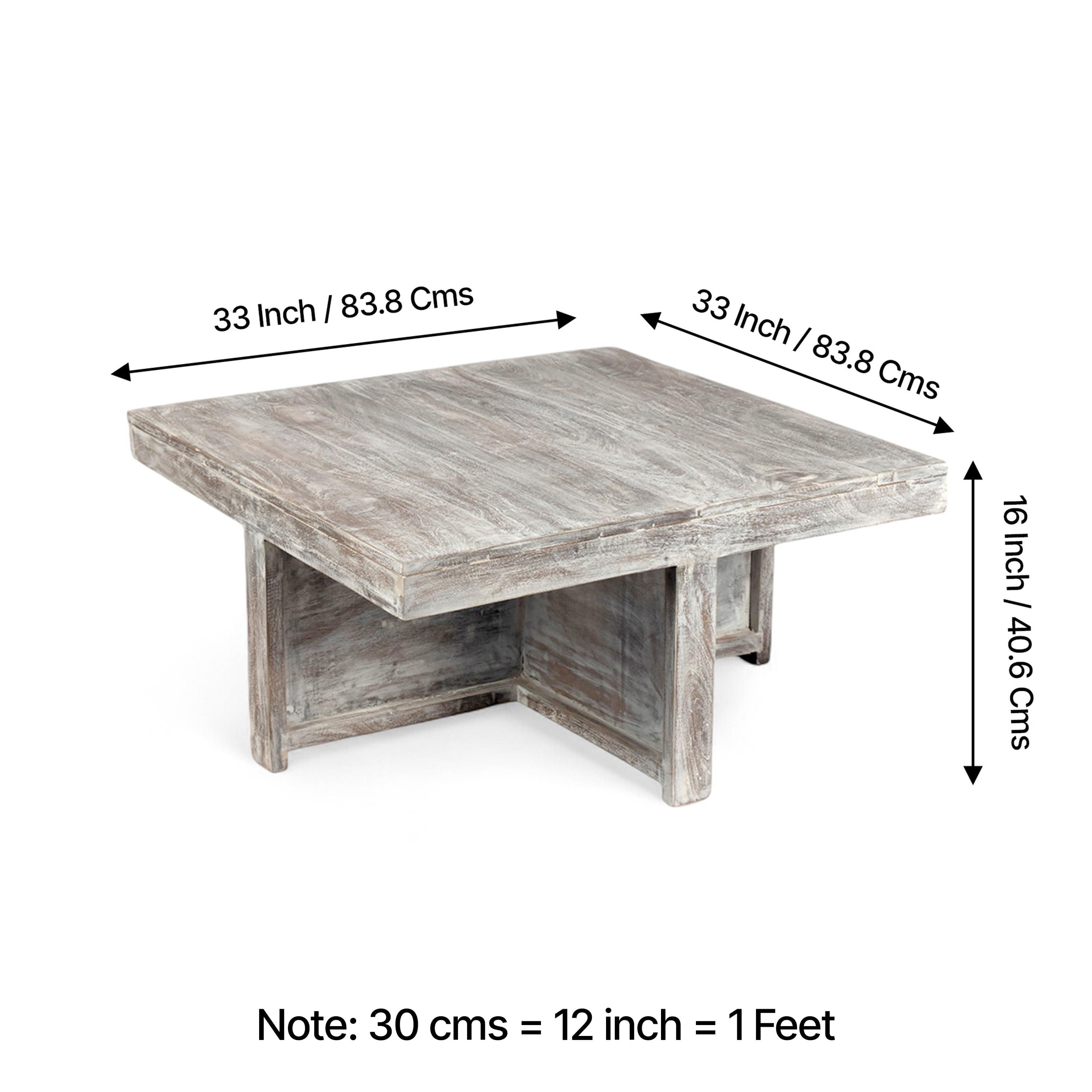 Blane Sheesham Wood Country Side Coffee Table Set With 4 Stools In Antique Multi-Colour Finish