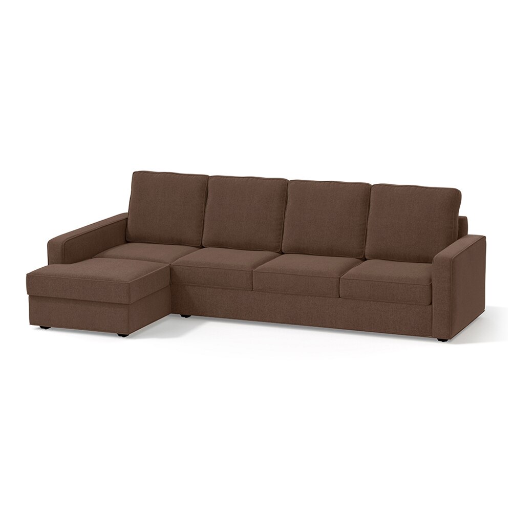 Apollo Sofa (Colour : Daschund Brown, Cushion : Soft, Back Type : High Back, Seating Capacity : Left Aligned 3 Seater + Left Aligned Chaise + Ottoman)