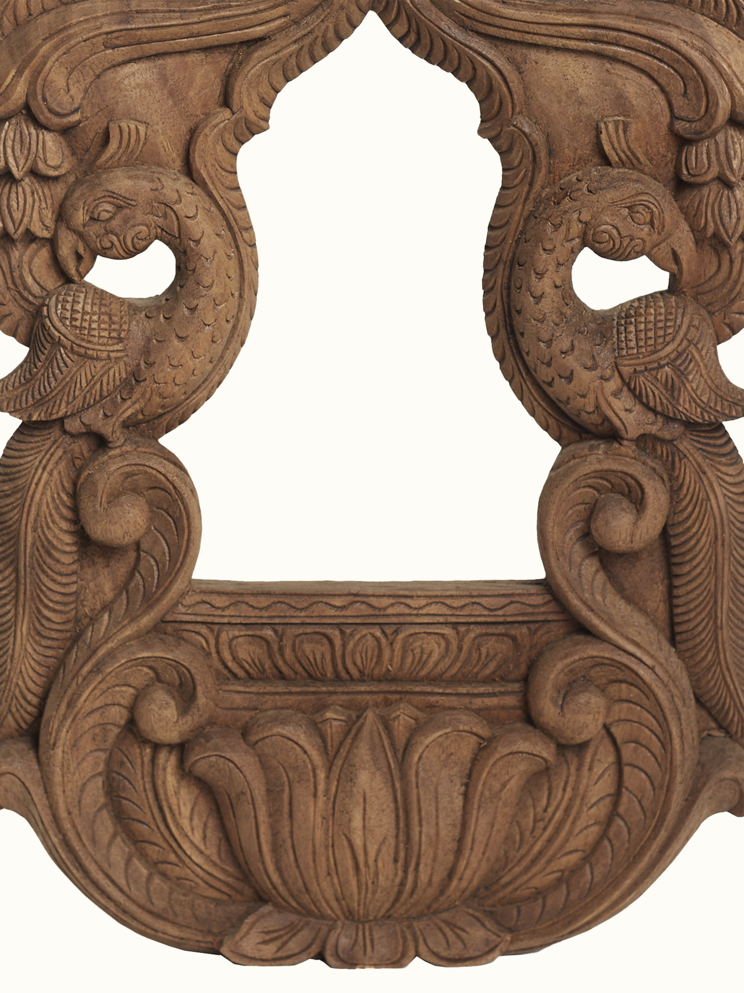 Wood Carved Parrot Mirror Frame