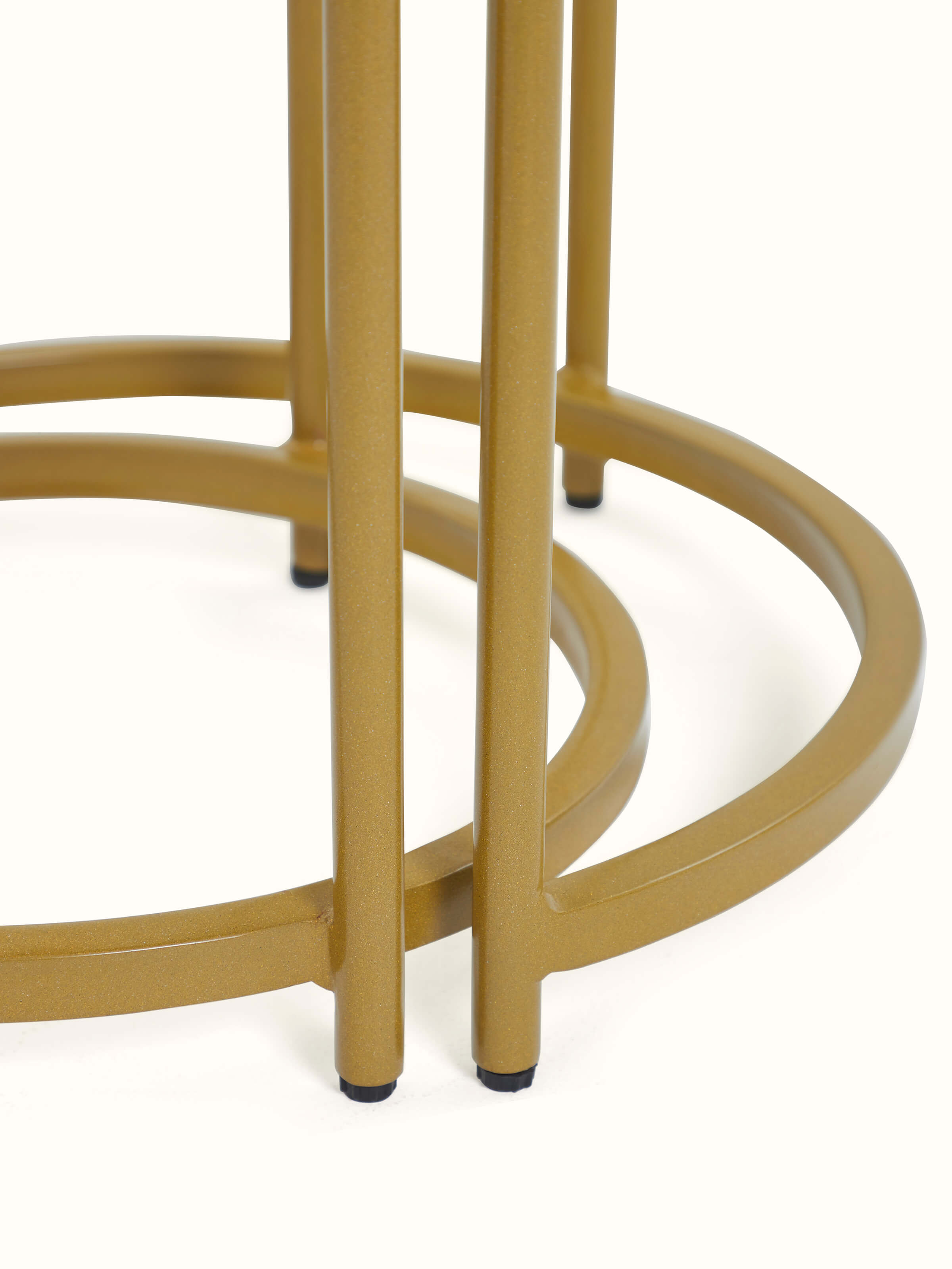 Detail shot of Aluminium Marquetry Nesting Table