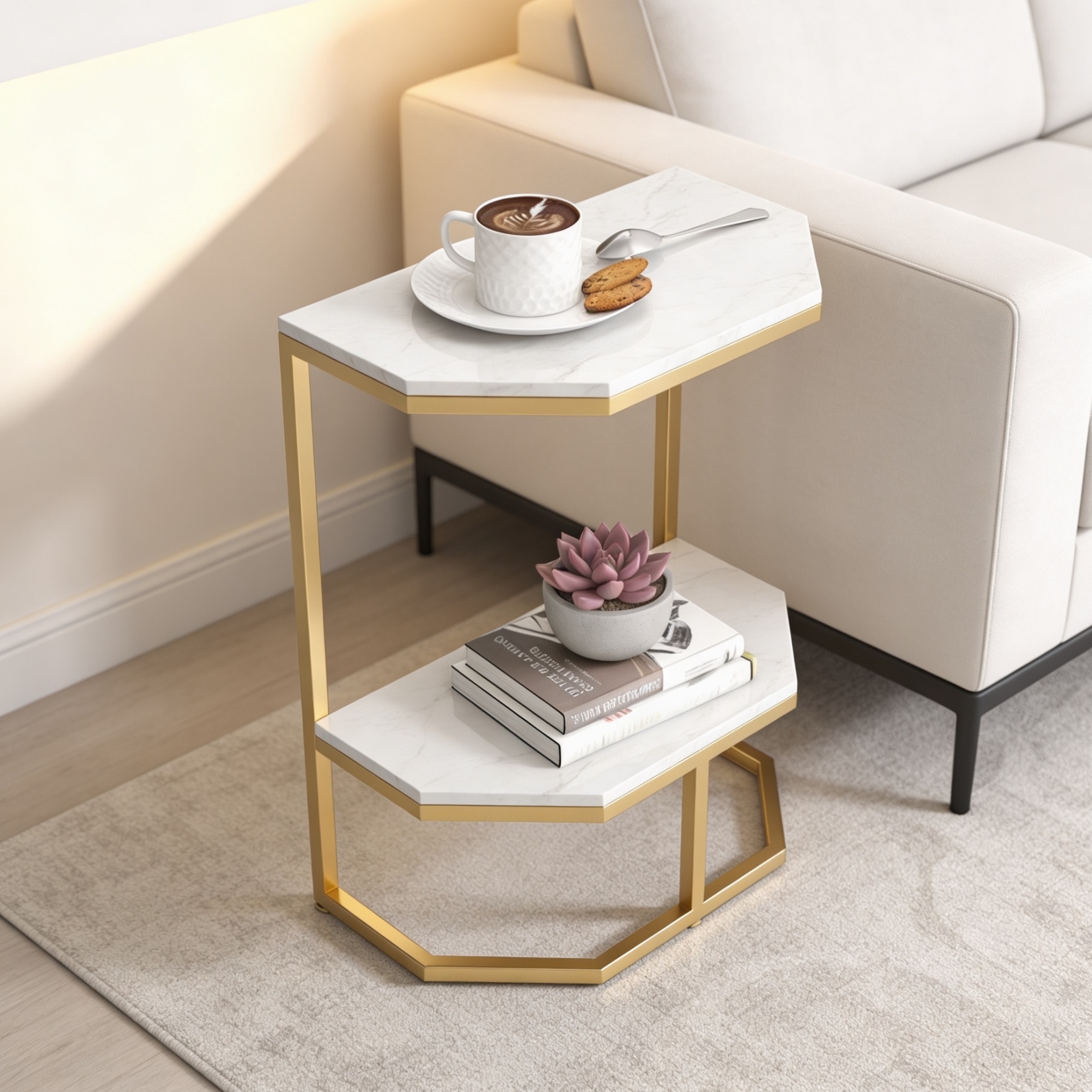 Hexa Stone Side Table - Handicrafts Town