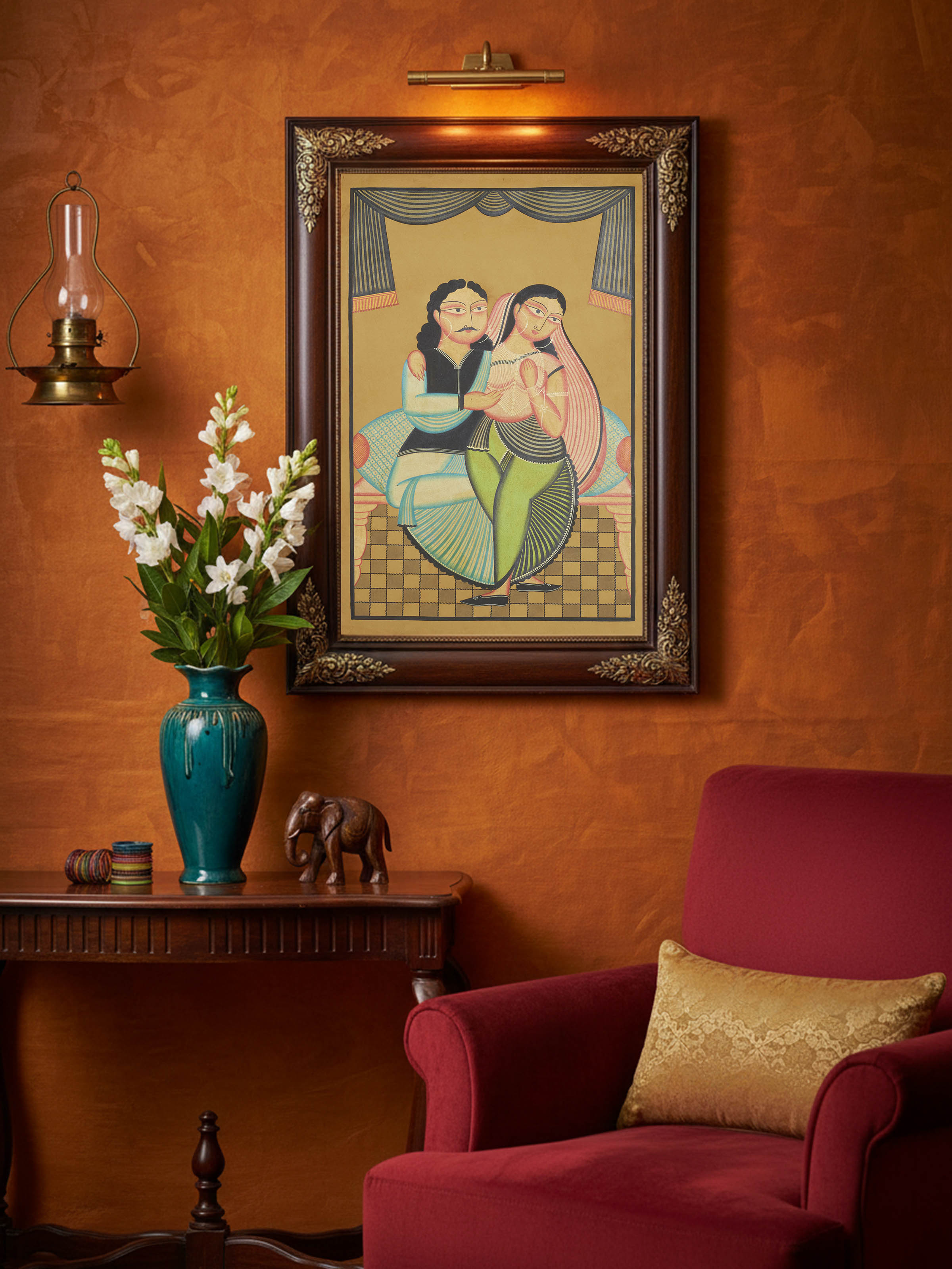 Lifestyle view of Babu Bibi Kalighat Painting