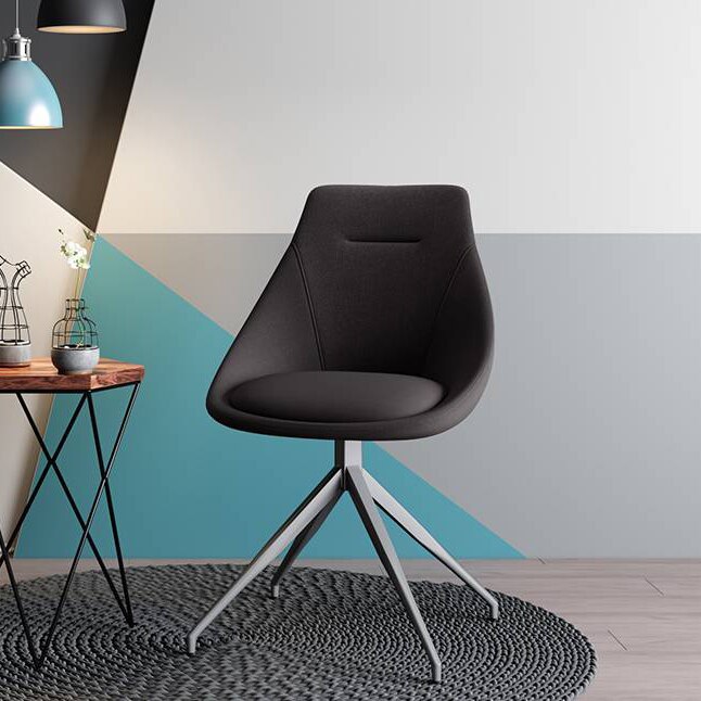 Caribu 6 To 8 Extendable Dining Table With Set Of 8 Doris Swivel Accent Chairs (Colour- Dark Grey, Finish- Black High Gloss)