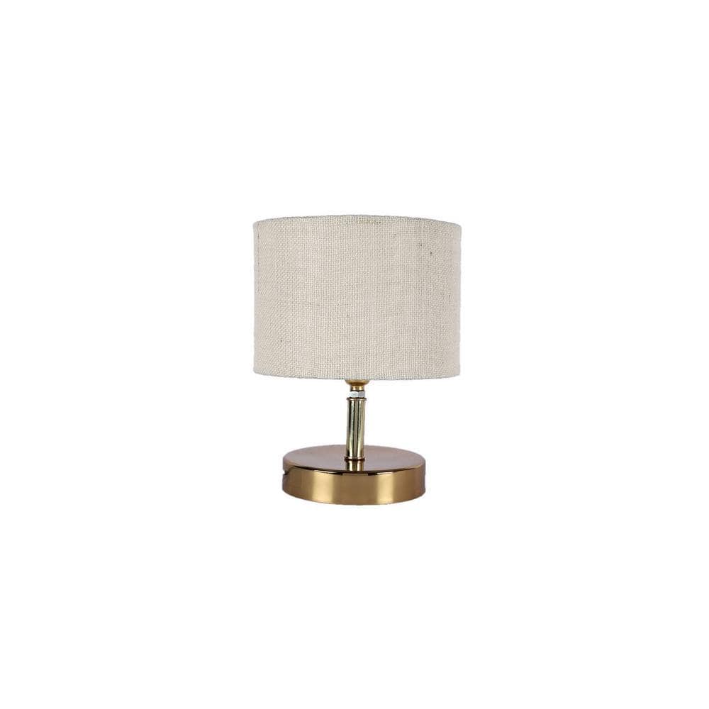 Sadira White Natural Fiber Shade Table Lamp with Gold Metal Base