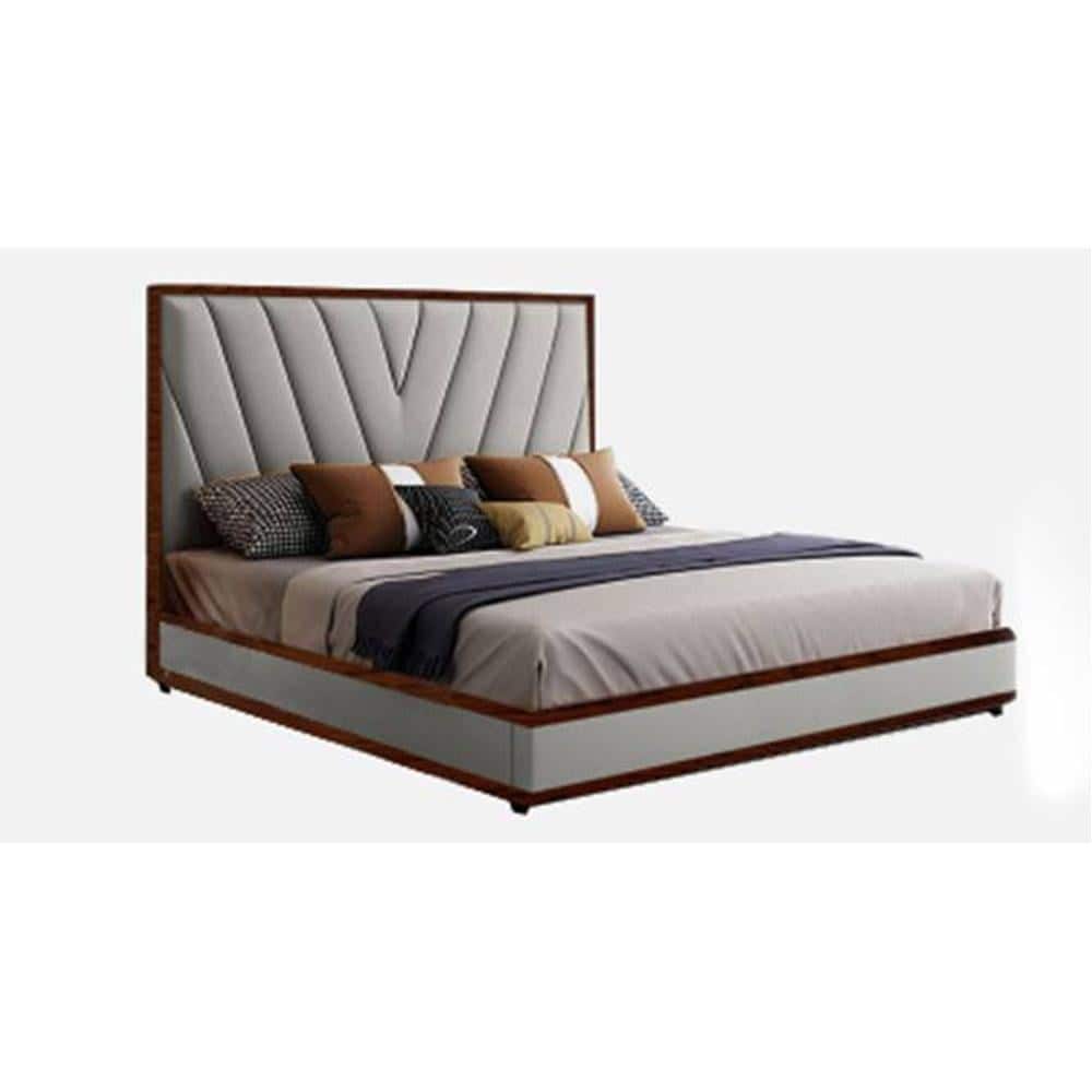 Vincent Engineered Wood Queen Size Non Storage Bed In Provincial Teak Finish