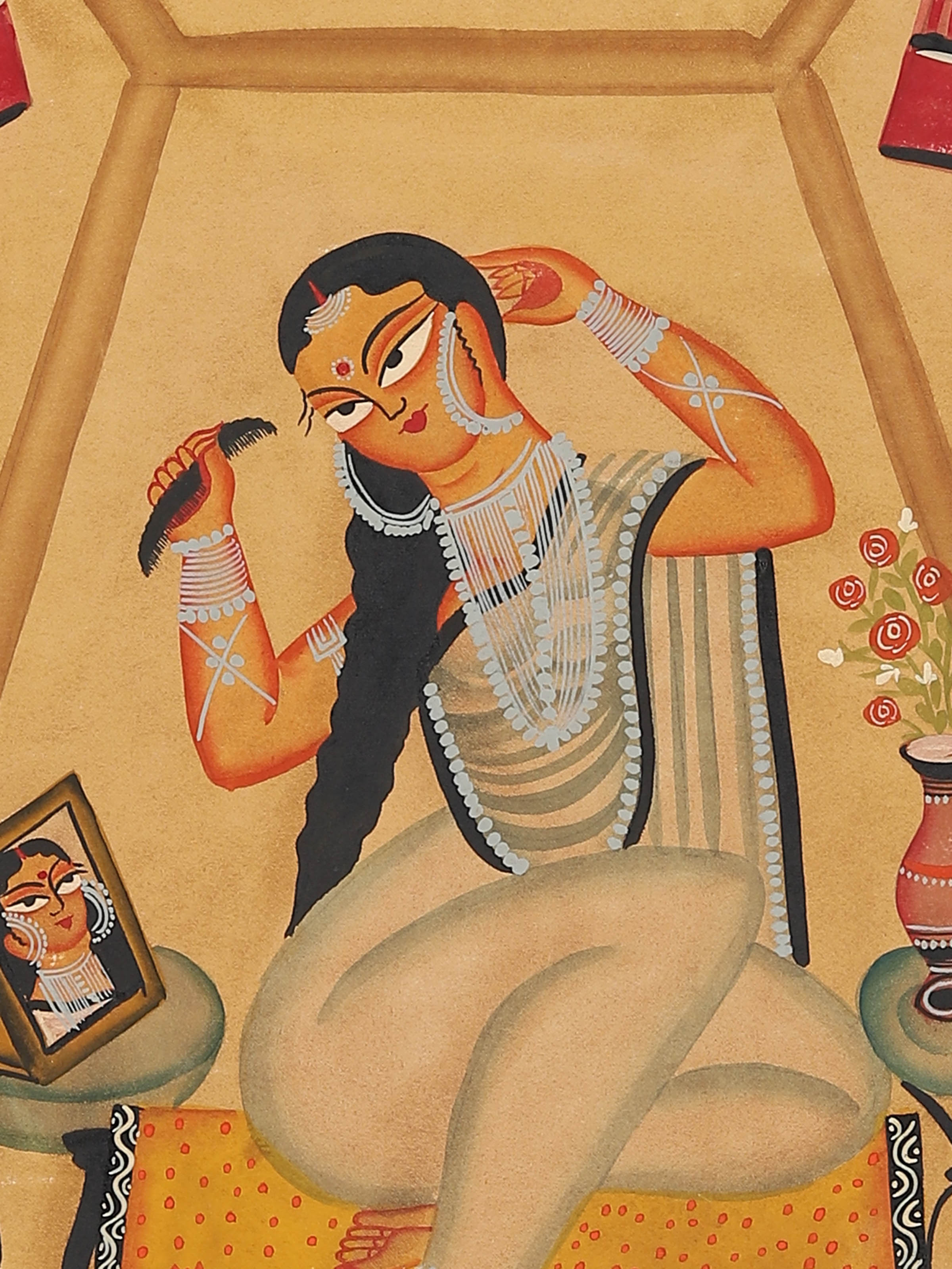 Detail shot of Shringar Kalighat Painting