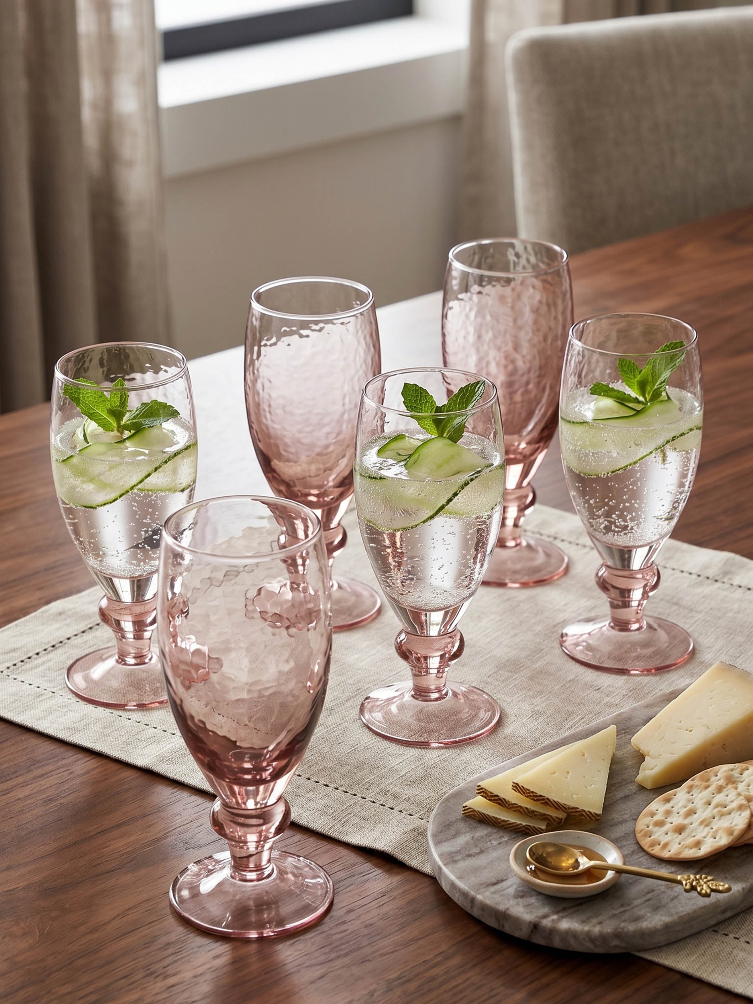 Left-side view of the Glass-worked Wine Glasses (6 Pcs)