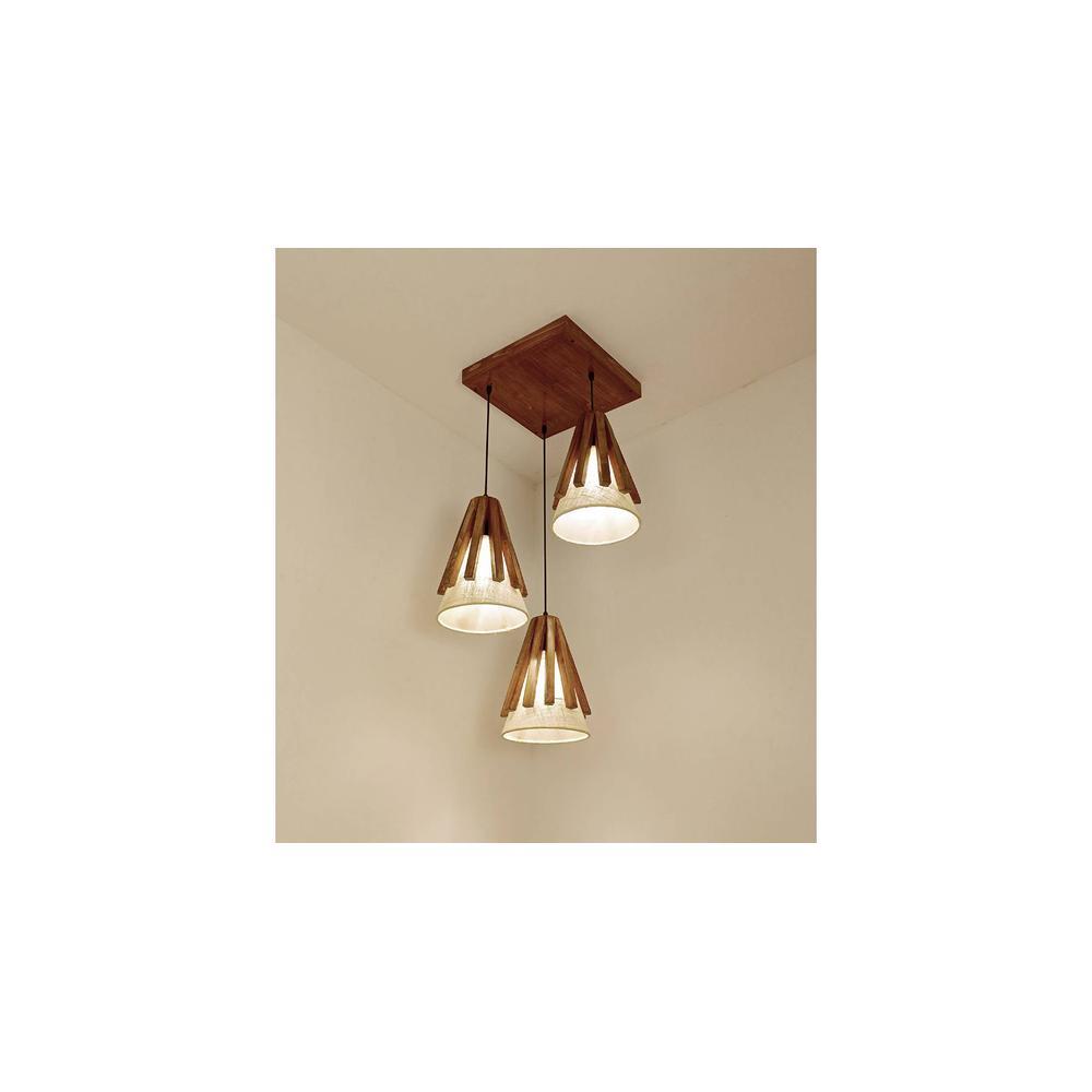 Flue Brown Solid Wood Cluster Hanging Light