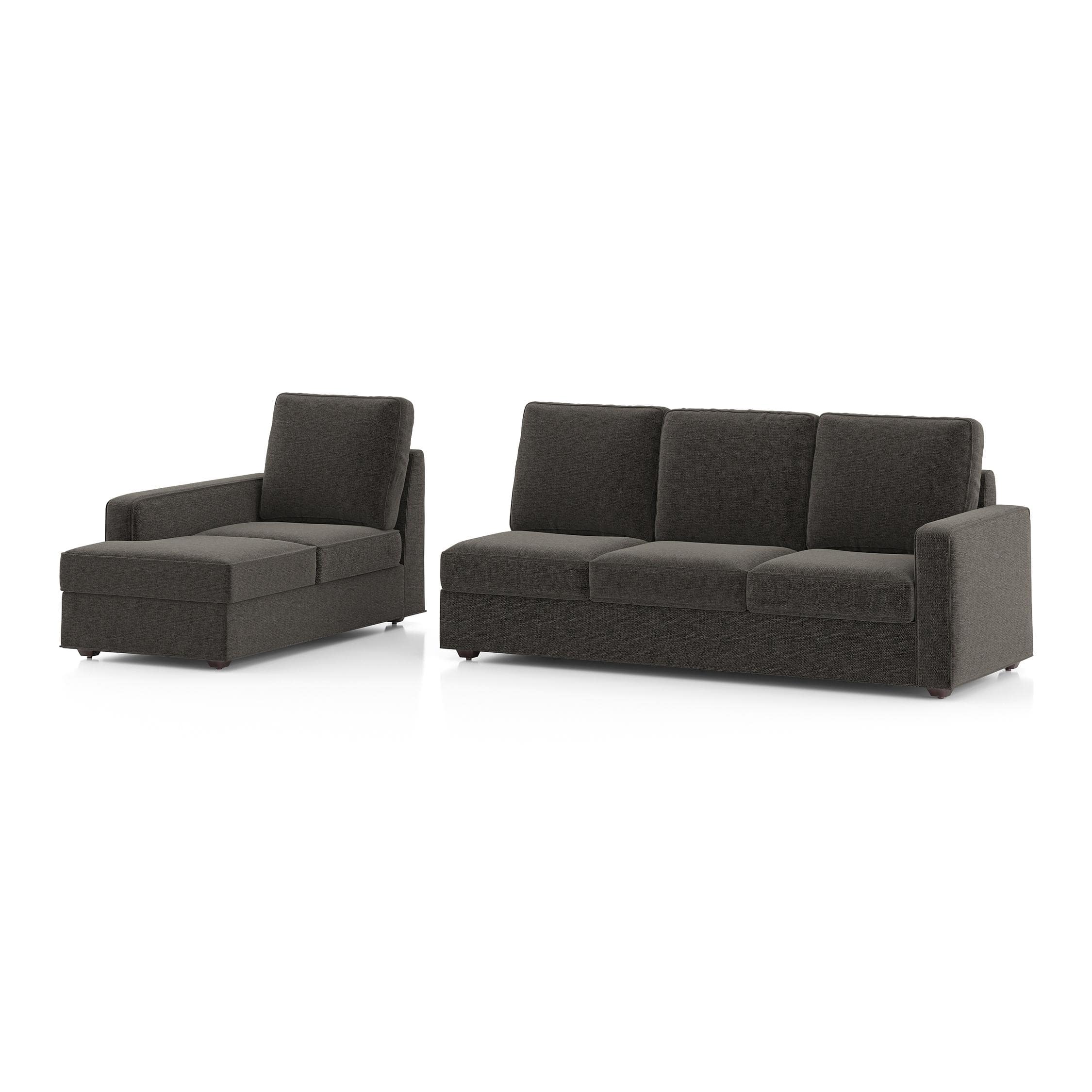 Apollo Sofa (Colour : Smoke, Cushion : Hard, Back Type : High Back, Seating Capacity : Left Aligned 3 Seater + Left Aligned Chaise)