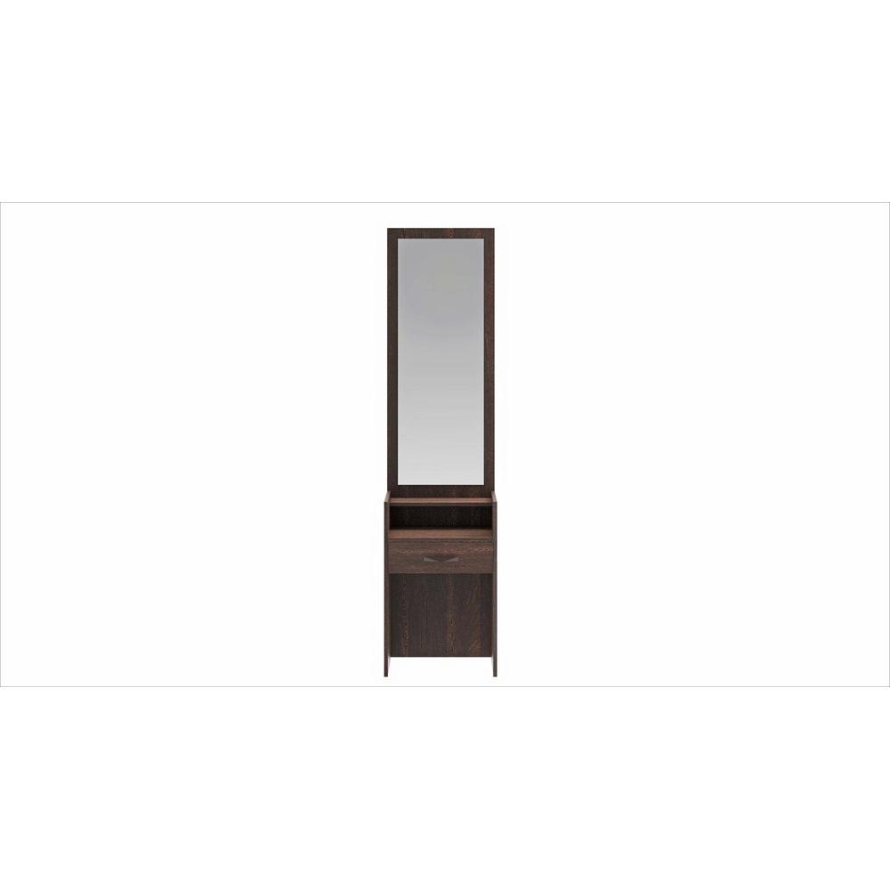 Adaly Engineered Wood Dressing Table Mirror with Drawer & Storage Shelf (Wenge)