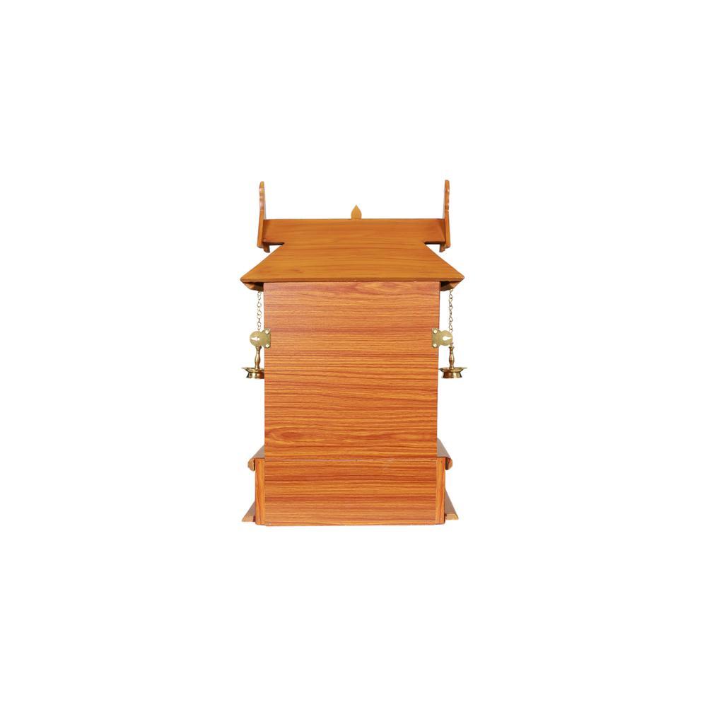tanmayi engineered wood prayer unit in teak finish