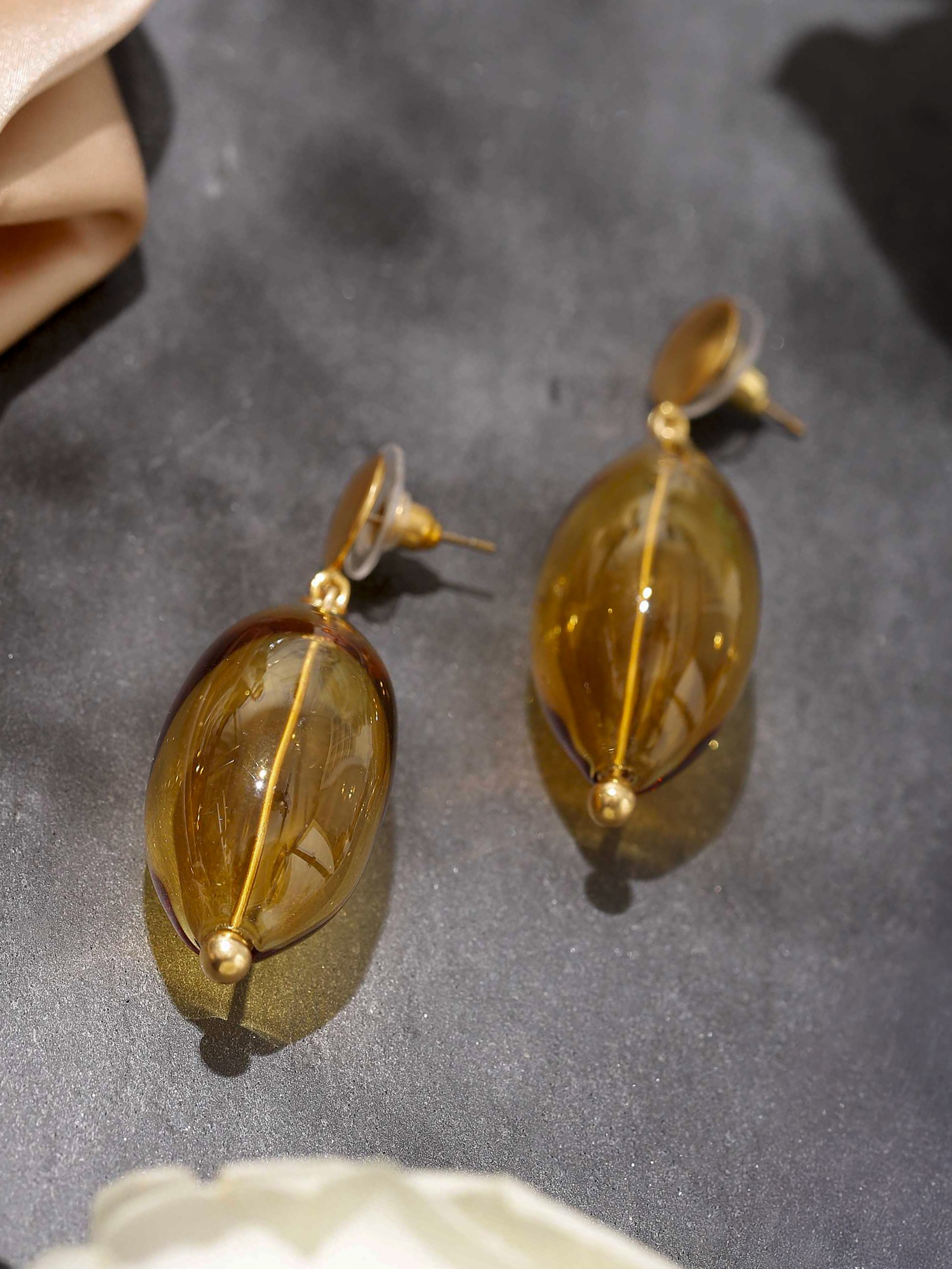 Silver Flame Glass Drop Earrings