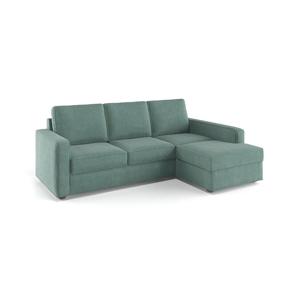 Apollo Compact Sofa (Colour : Dusty Turquoise Velvet, Cushion : Soft, Back Type : Regular, Seating Capacity : Right Aligned 2 Seater + Right Aligned Chaise)
