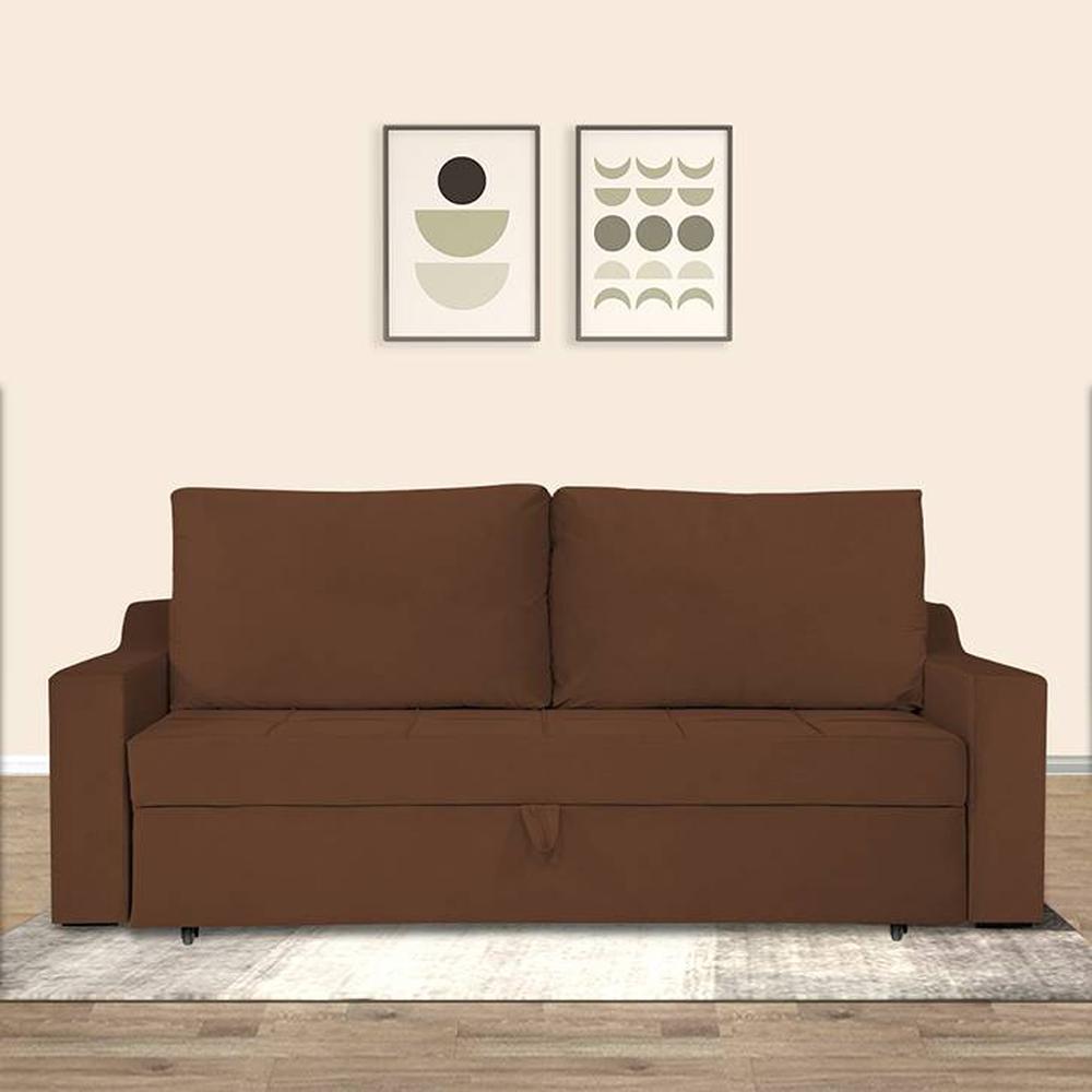 Step 3 Seater Pull Out Sofa cum Bed  in Brown Colour