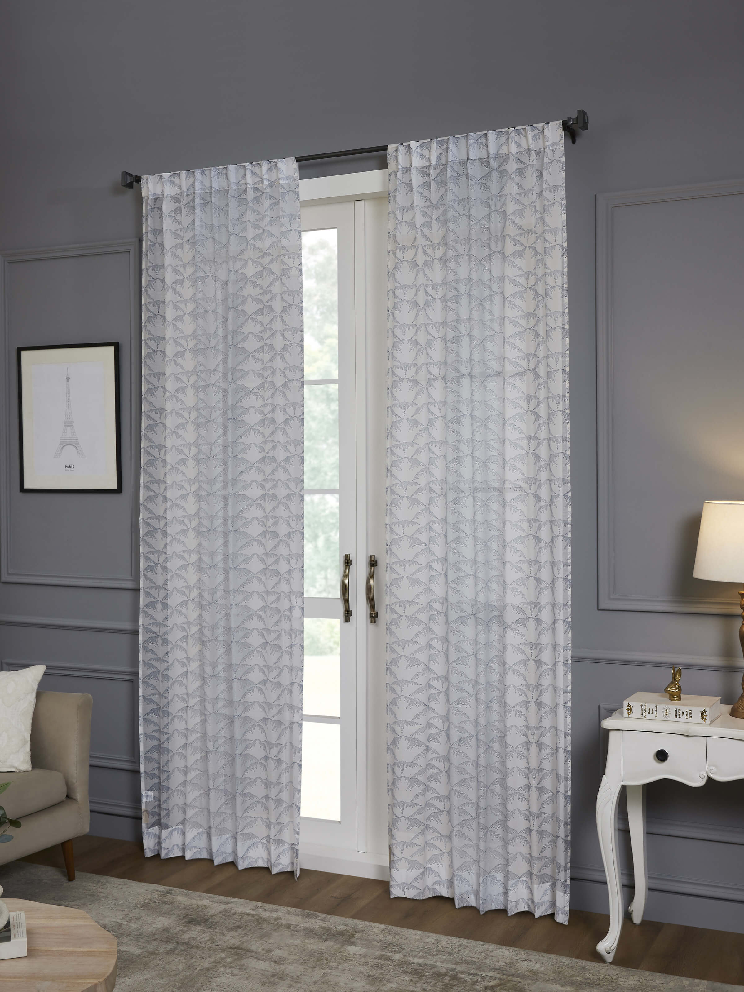 Parvat indigo cotton silk Sanganeri hand block printed curtain 9 ft for long door – Swadesh