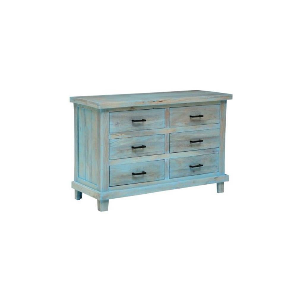 Neena Solid Wood Chest of 6 Drawers in Distressed Finish