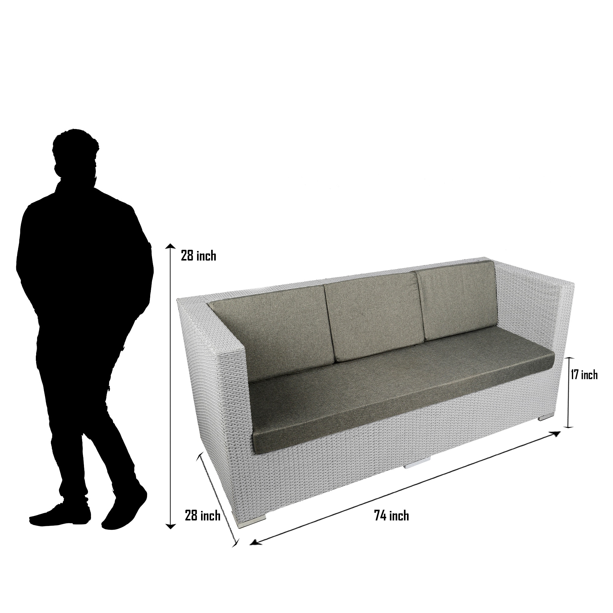 Nice 3+1+1 Seater Wicker Sofa Set in Black and White Dual Tone Colour