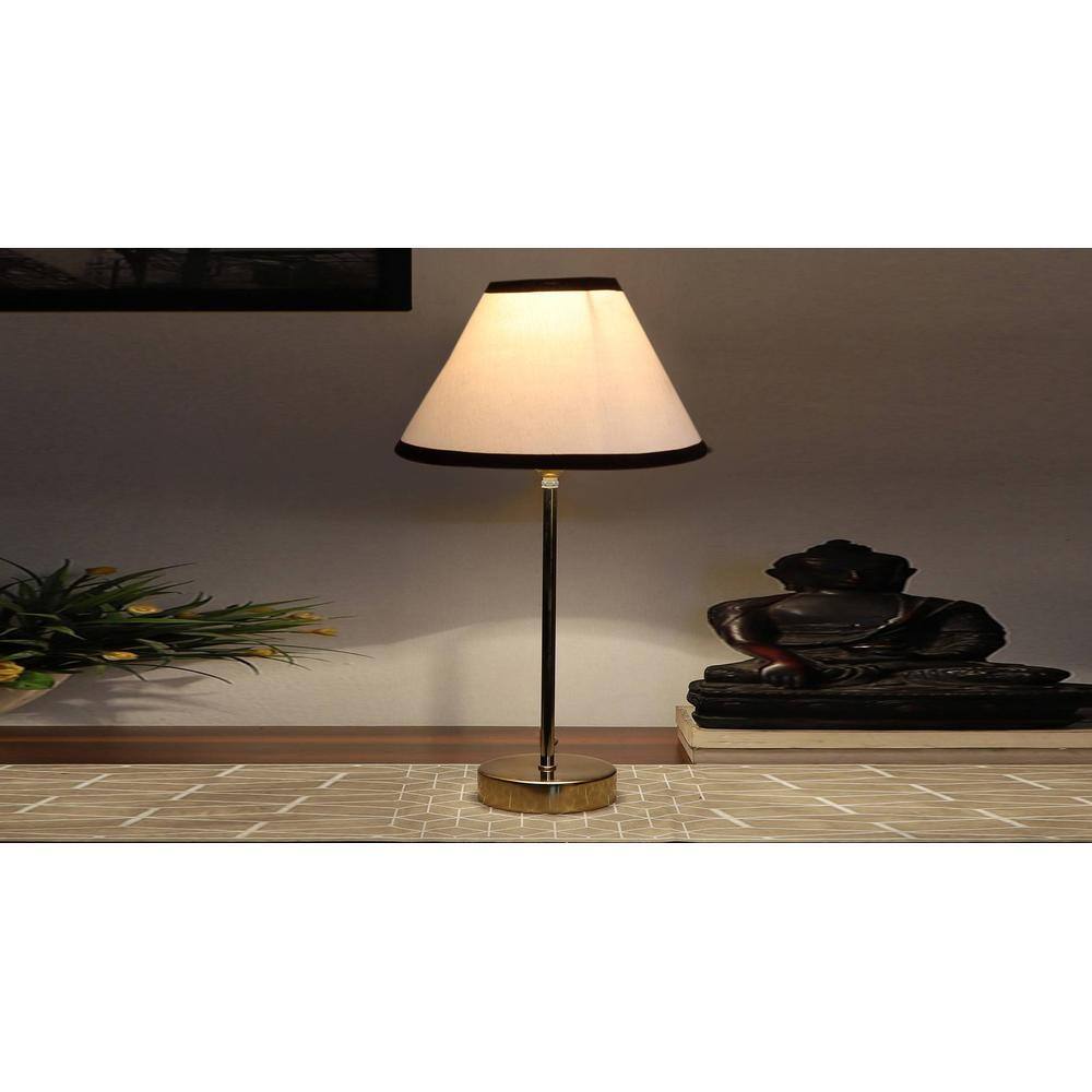 White & Black cotton with Metal Gold Table Lamp