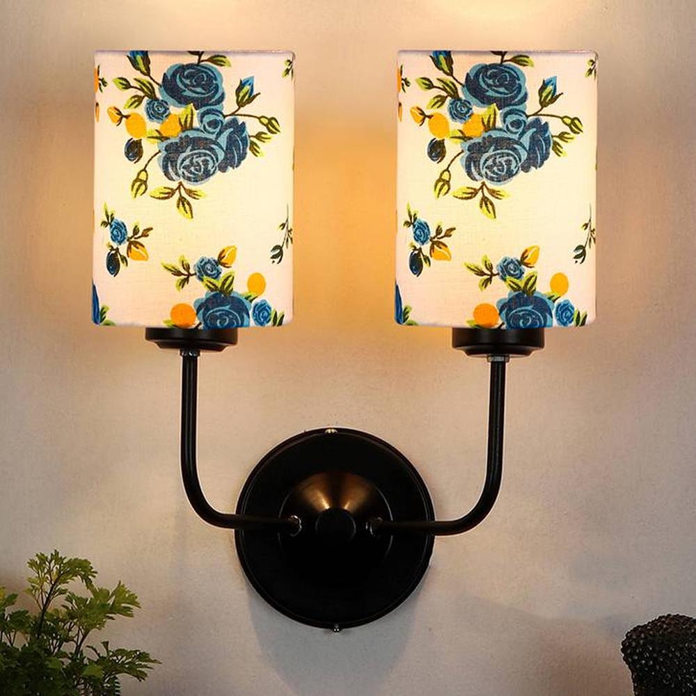 Donovan Dual Multicolor cotton shade wall mounted lamp with iron base (KV43)