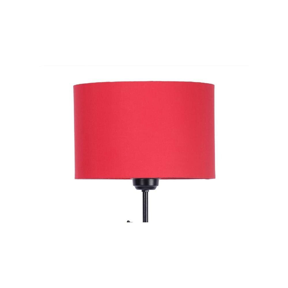 Greer Red Fabric Floor Lamp with Black Iron Base
