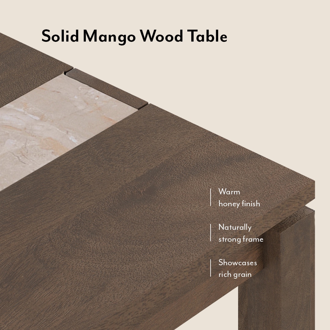Atlas Crest Solid Wood 6 Seater Dining Table with 6 Rochelle Lounge Chair