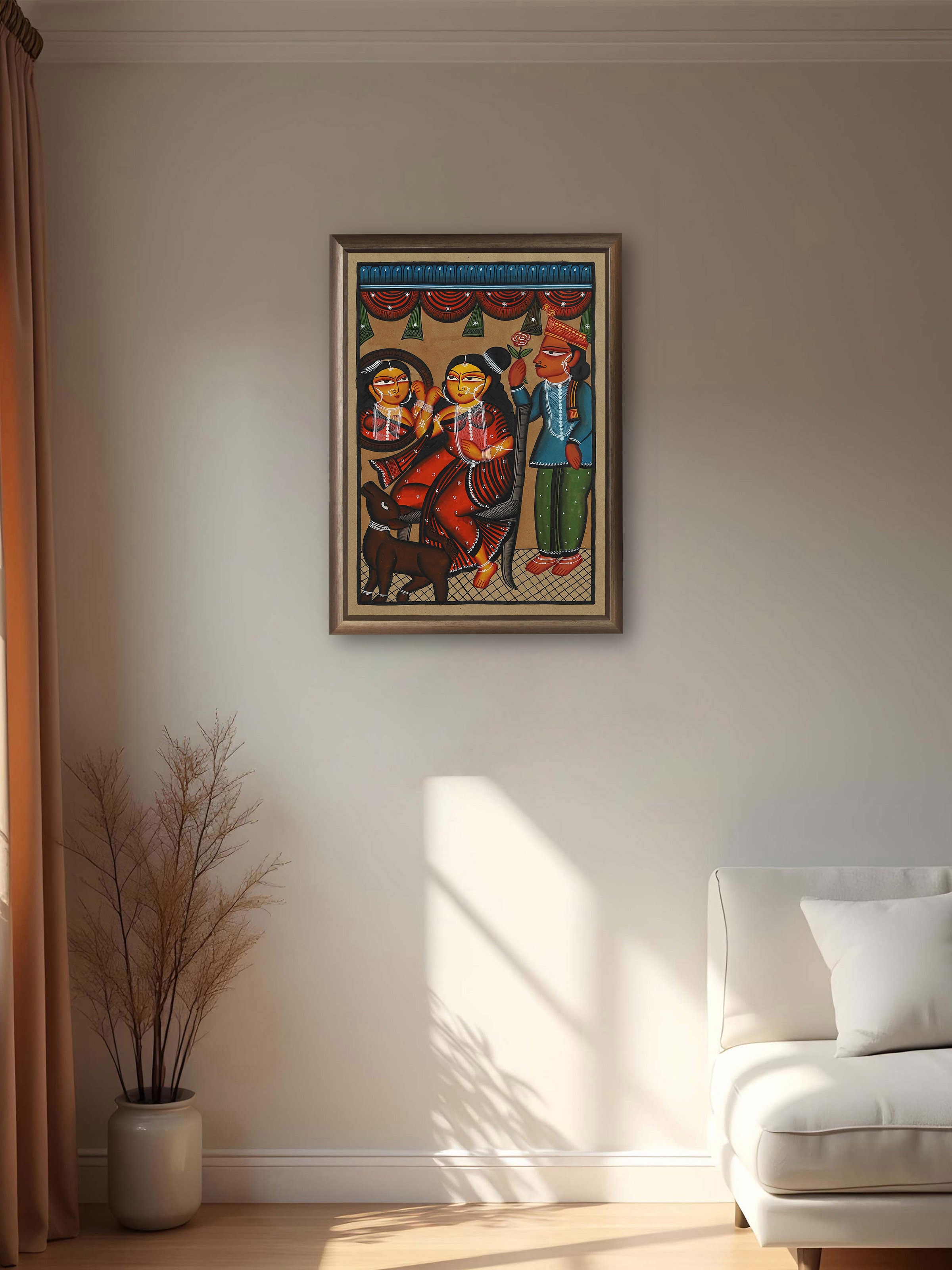 Lifestyle view of Babu Bibi Kalighat Painting