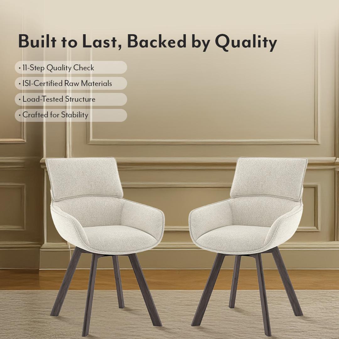 Bren Swivel Dining Chair In Ivory Colour