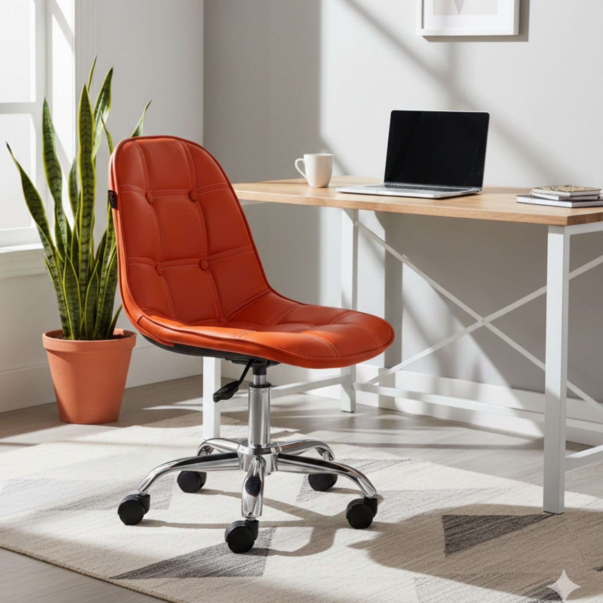 Beautiful Leatherette Dining Chair in Orange Colour - Adiko Systems
