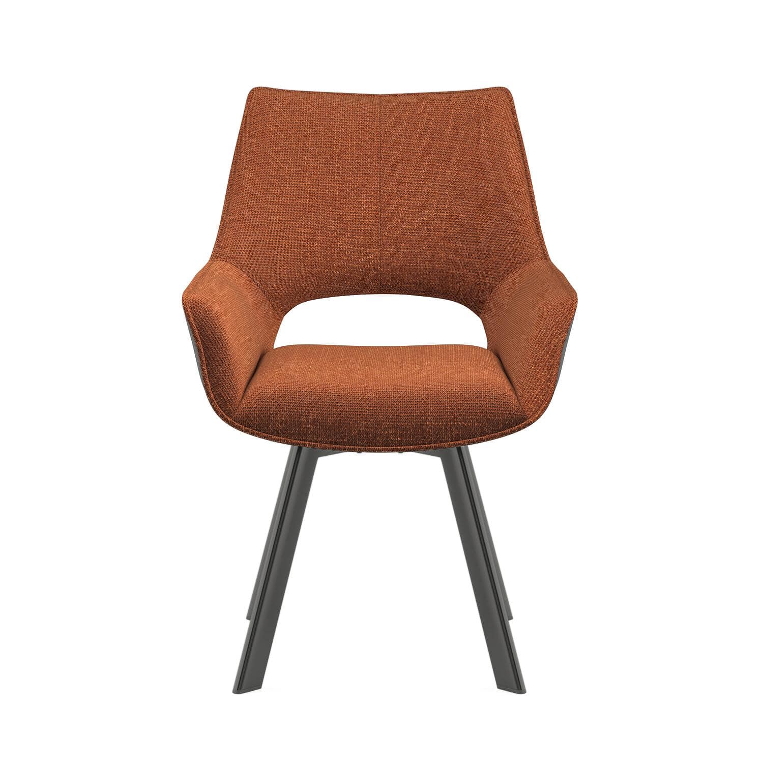 Casey Swivel Engineered Wood Dining Chair Set of 2 in Rust and Dark Brown