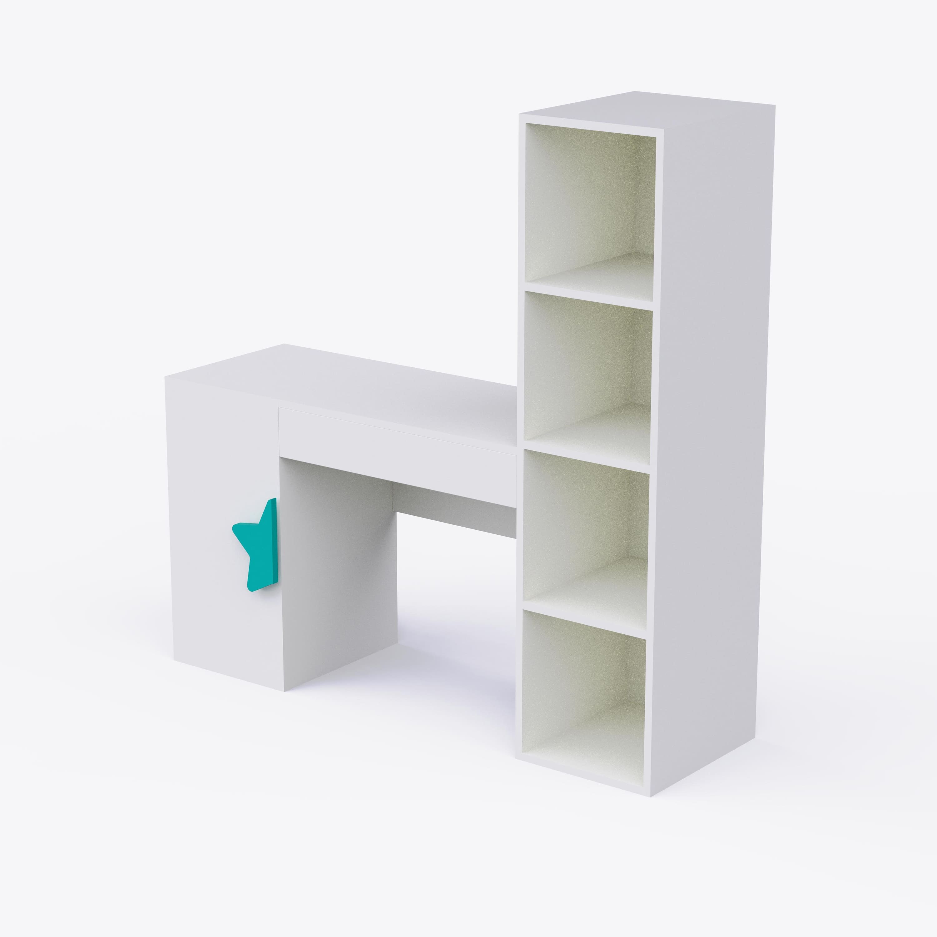 Joy Ride Study Table In White & Teal Colour