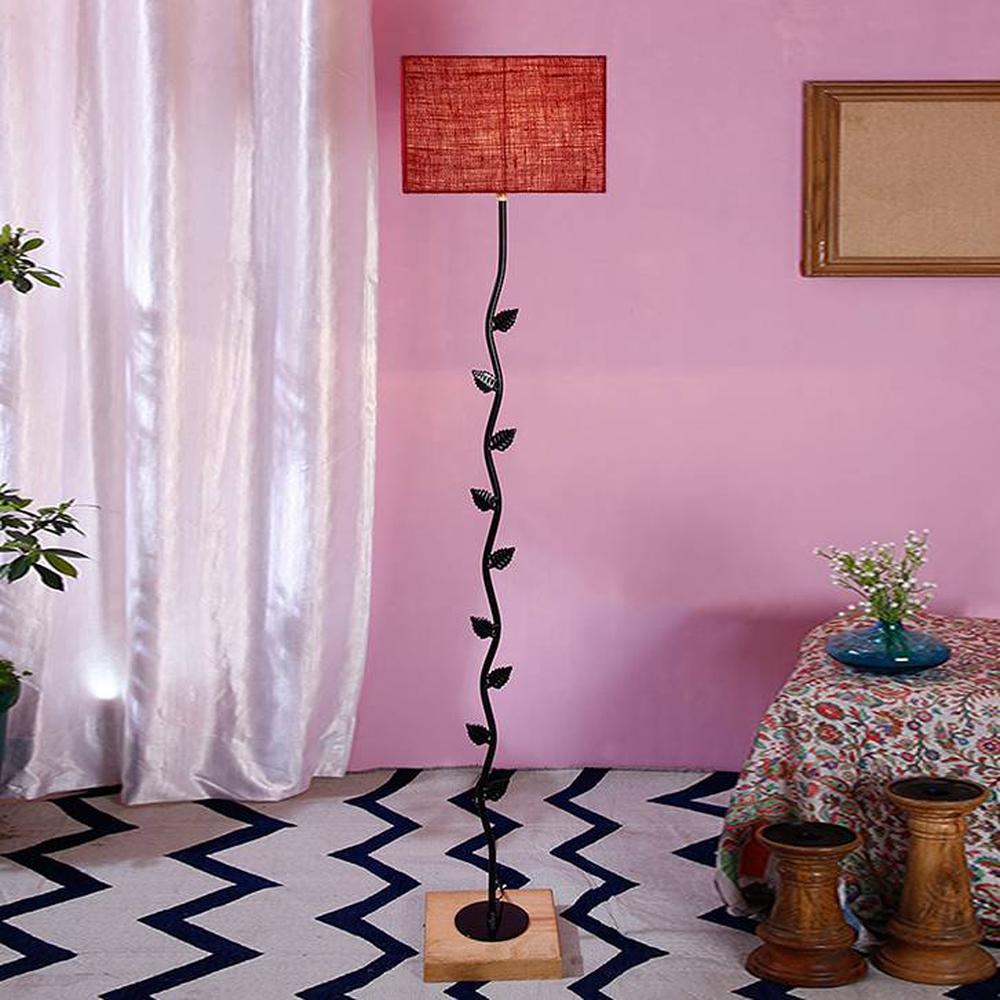 Elin Maroon Cotton Shade Floor Lamp