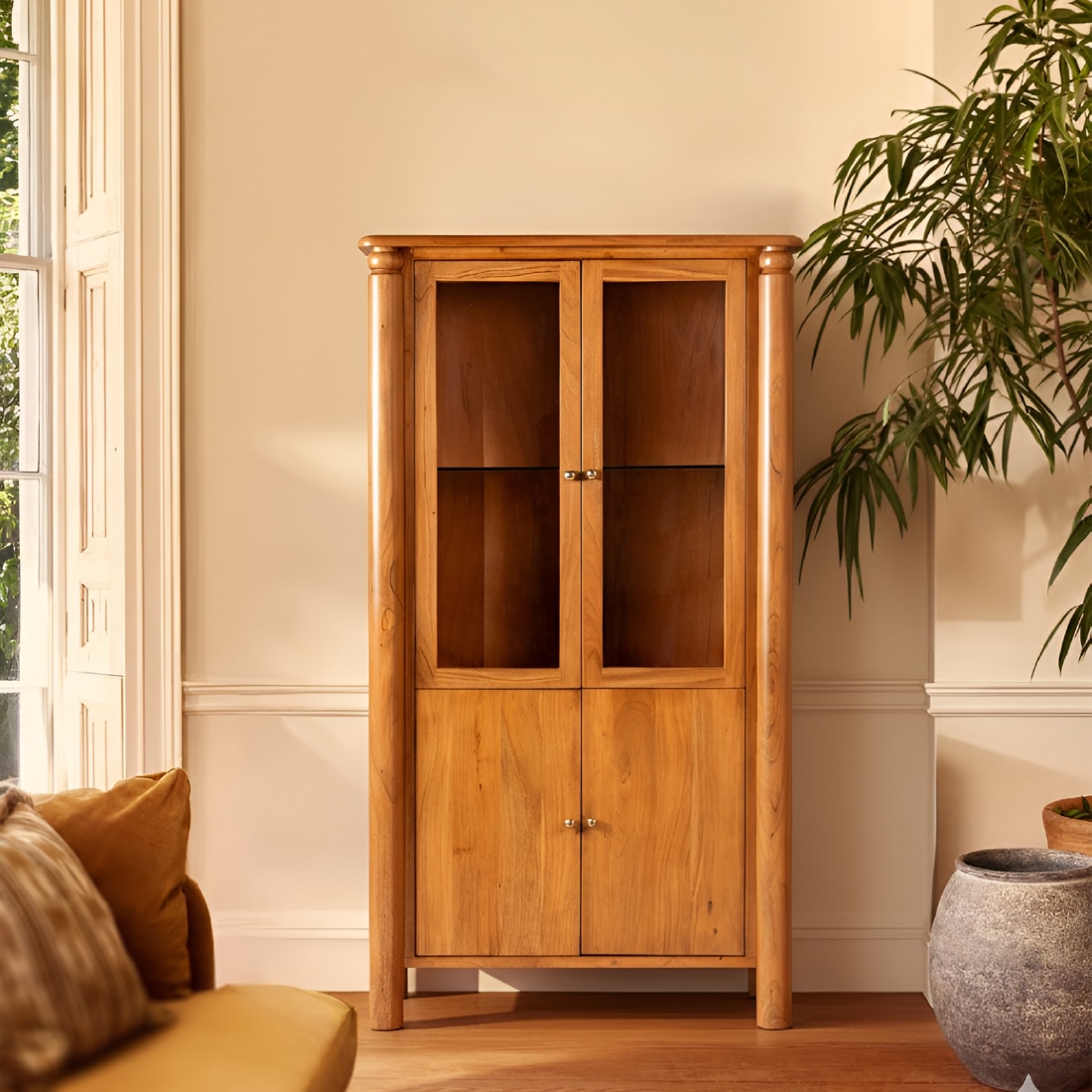 Aayam Solid Wood Highboard in Brown Colour - Orange Tree