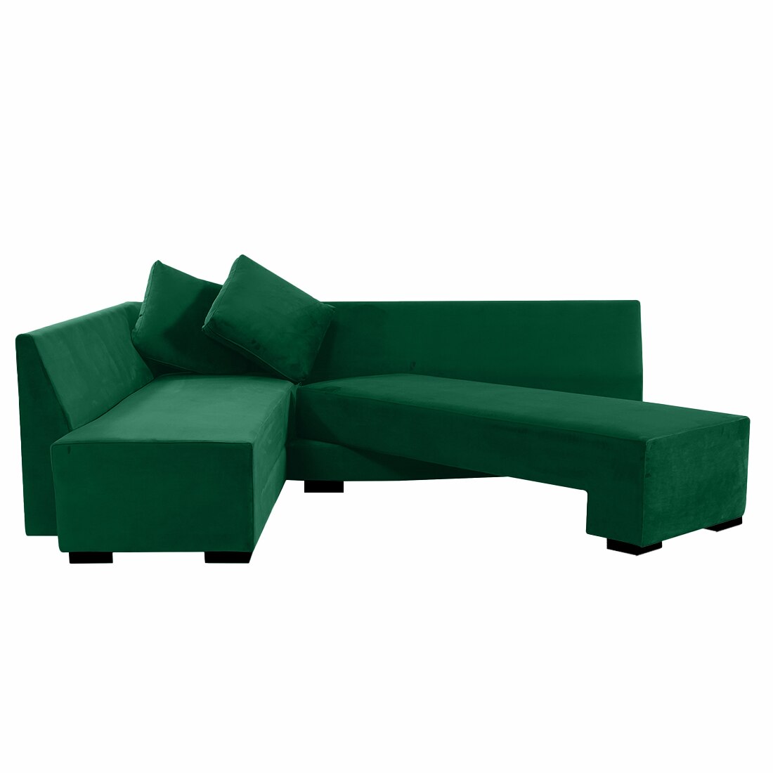 Melo 3 Seater Left Sectional Velvet Sofa Cum Bed in Green colour