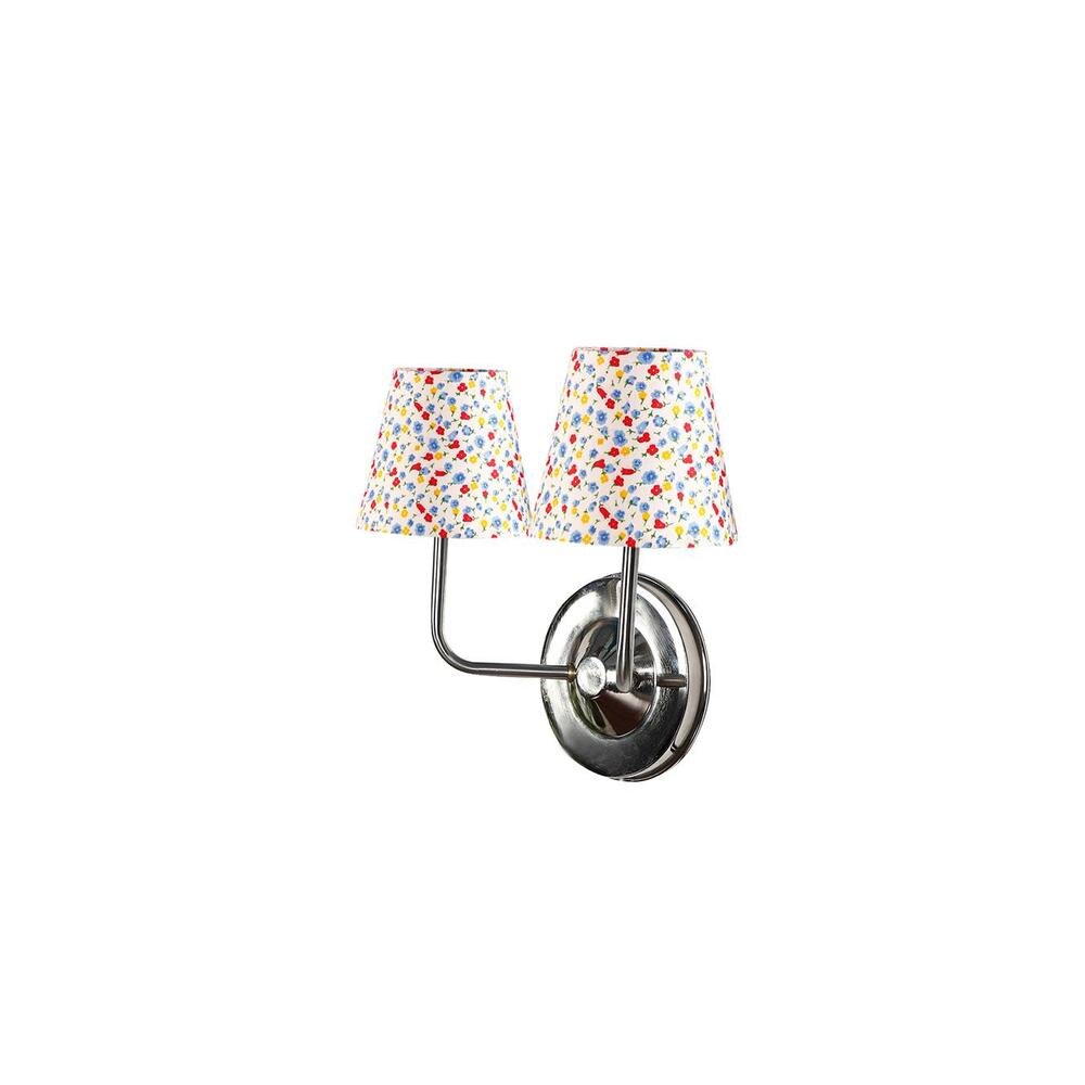 Cleo Dual Off White Cotton Wall Mounted Lamp with Steel Base