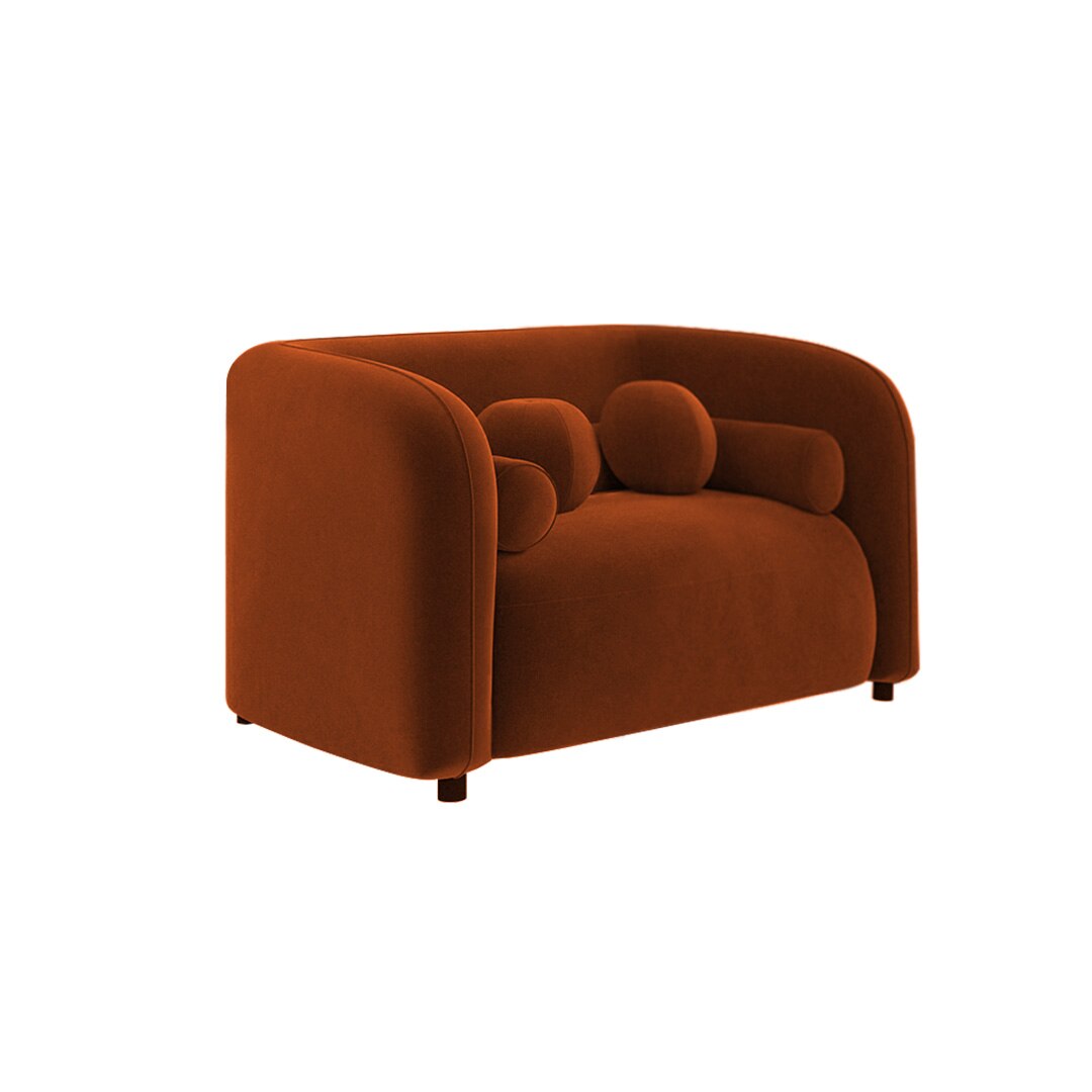 Homro Velvet 1 Seater Sofa in Orange Colour