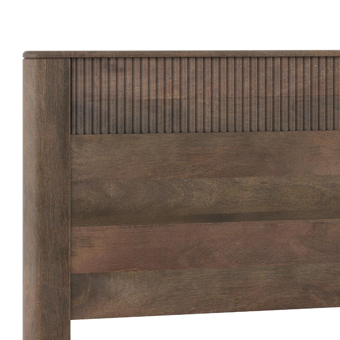 Toledo Solid Wood King Size Hydraulic Storage Bed In Danish Walnut Finish
