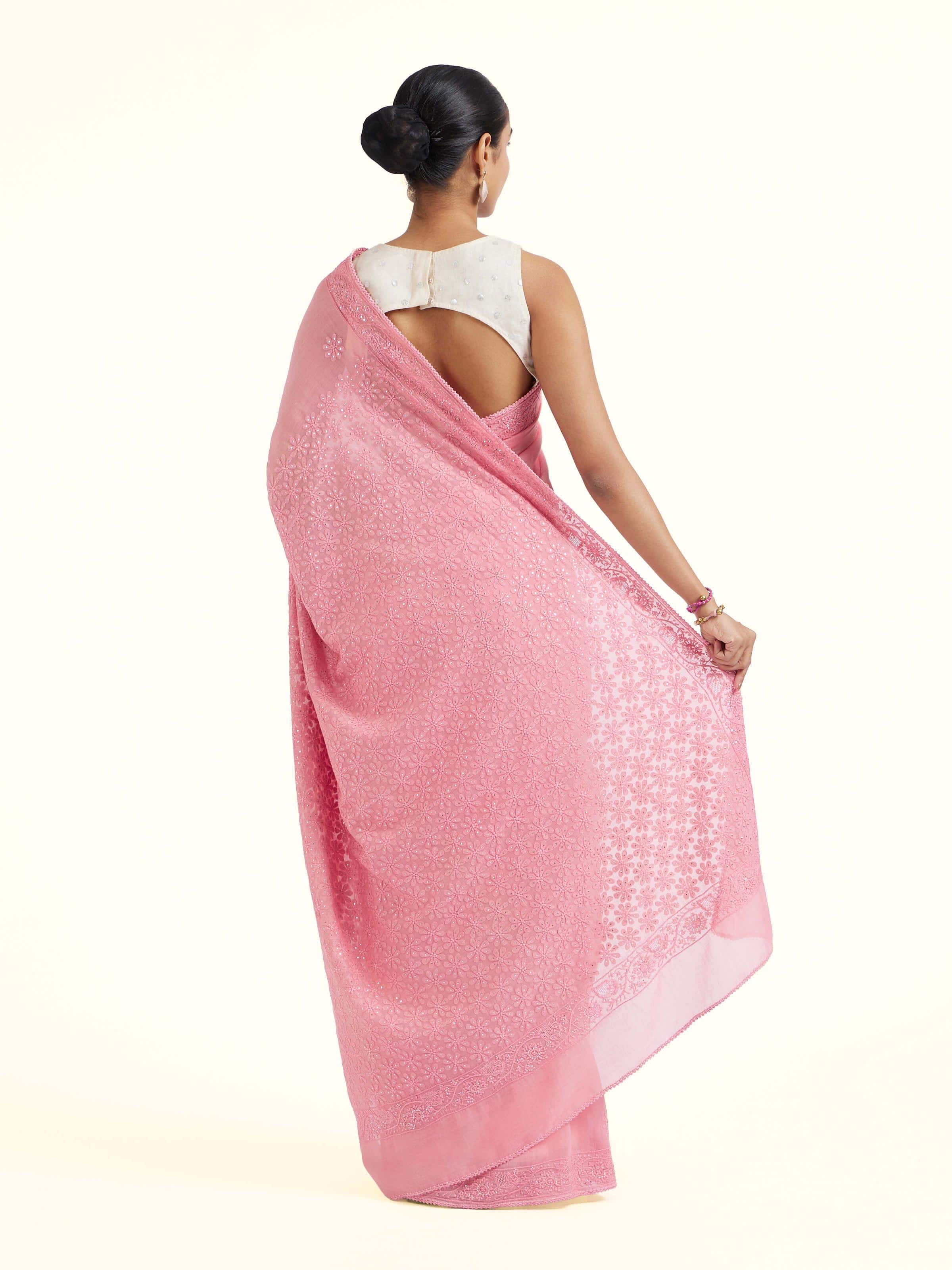 Green Tussar Silk Sujani Embroidered Saree