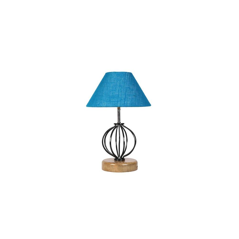 Haven Turquoise Jute Table lamp with Wood & Iron Base