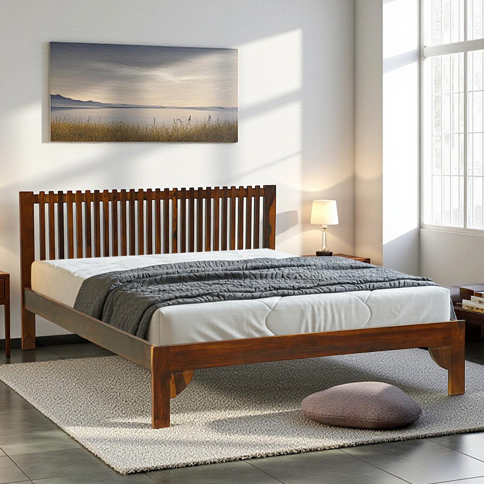 Zenwood King Size Bed Without Storage in Provencial Teak Finish