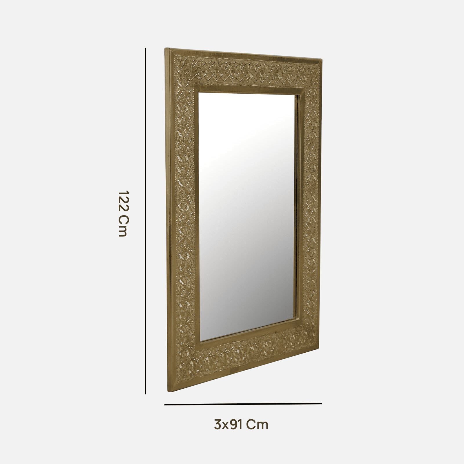 Tito Mango Wood Inlay Brass Tall Wall Mirror