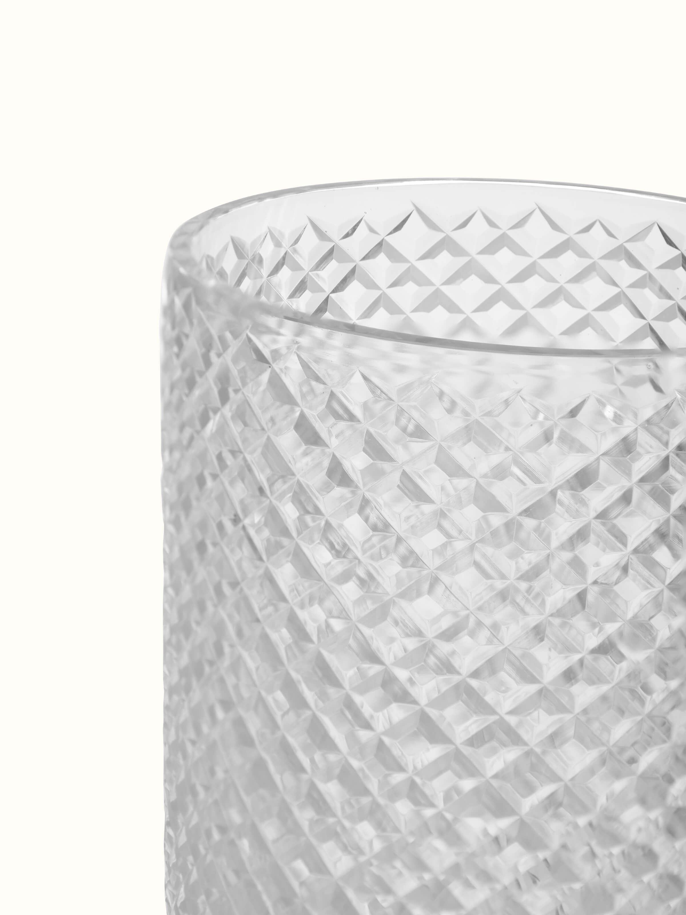 Detail view of Crystal Hurricane Glass Vase emphasizing the crystal clarity and craftsmanship.