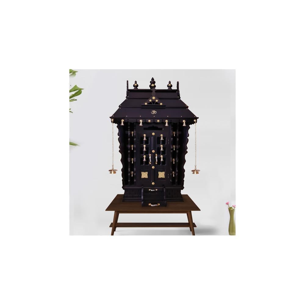 shreya solid wood prayer unit in mahagony finish