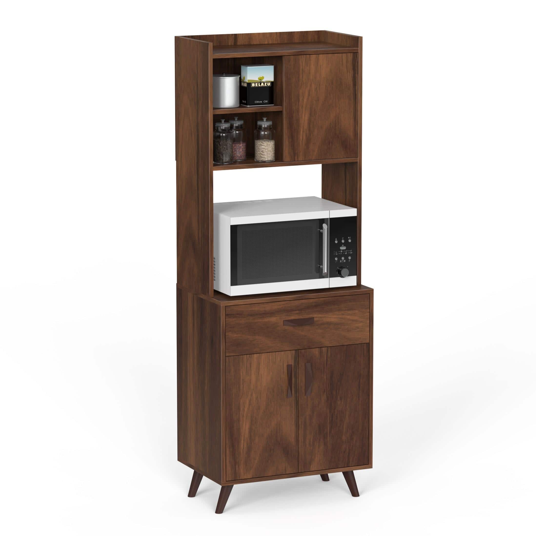 Serrenh Engineered Wood Kitchen Cabinet Rack In Brown Maple Finish