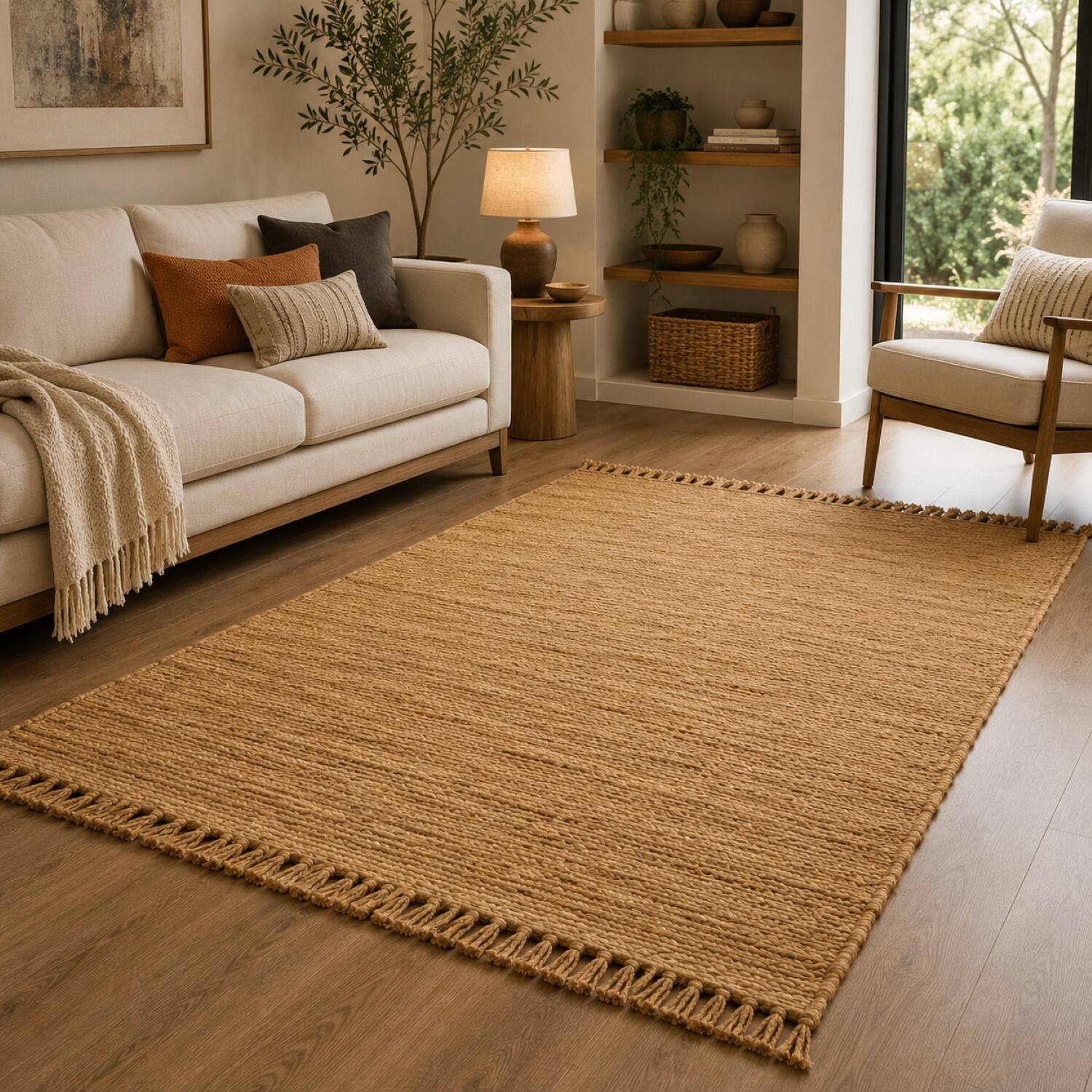 Imperial Knots Solid Jute Hand Woven Dhurrie 3x5 Feet - Imperial Knots