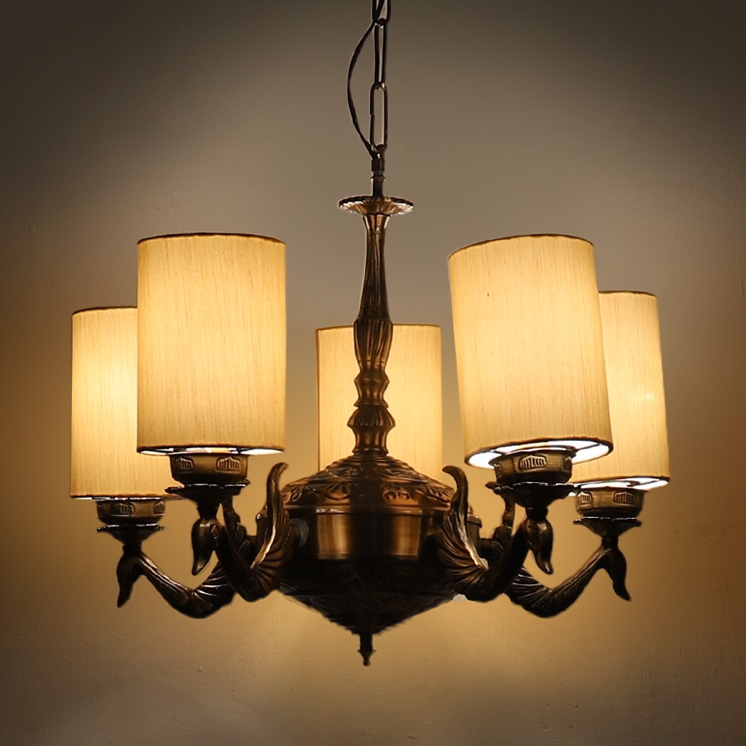 Devansh Dual Gold  Antique Wall Mounted Lamp With Black  Cotton Shade