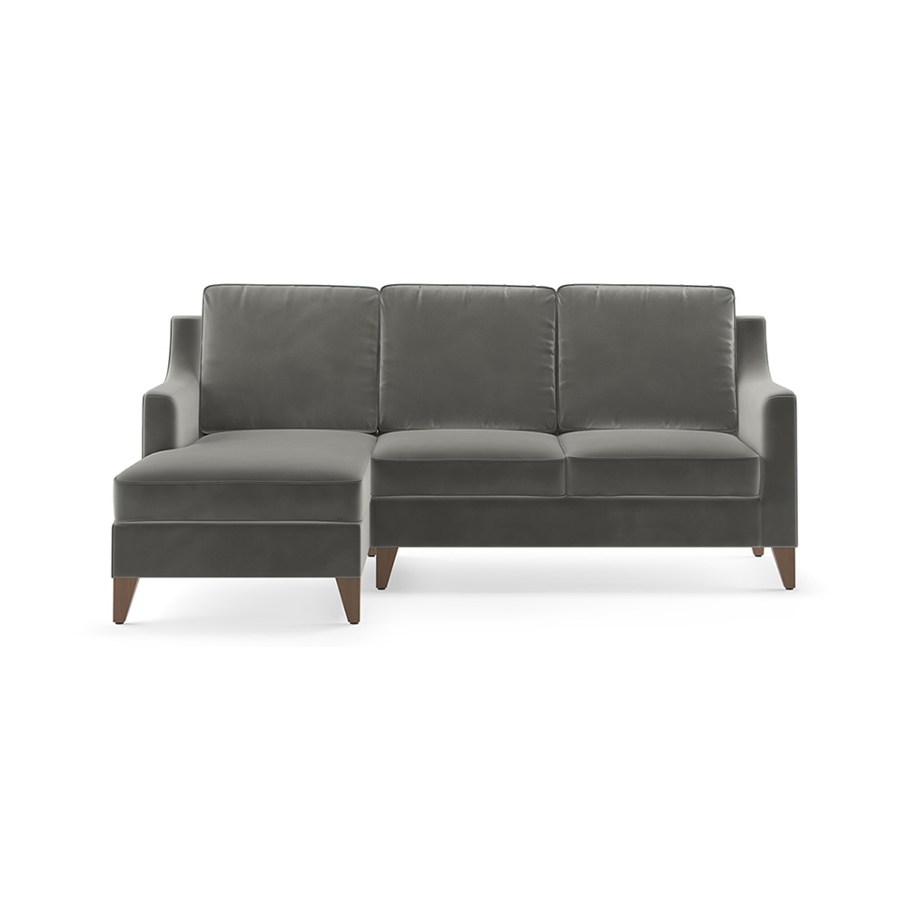 Abbey Sectional Sofa (Colour : Ash Grey Velvet, Cushion : Hard, Seater : Left Aligned 2 Seater + Left Aligned Chaise)