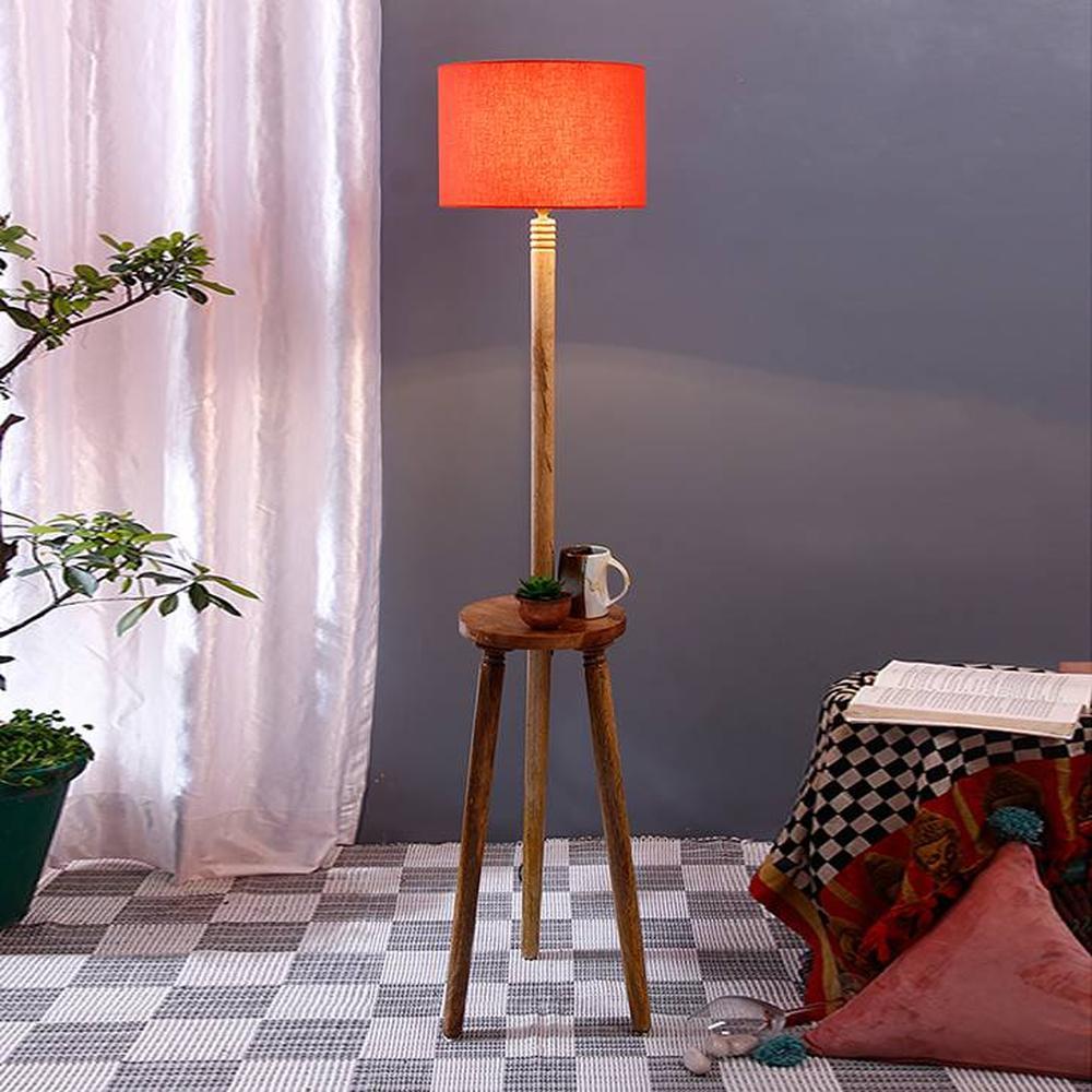 Gwyneth Orange Cotton Shade Floor Lamp